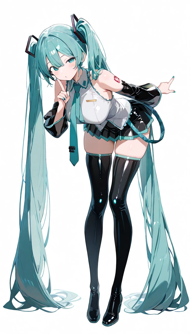NSFW:1.6,(Magazine Cover、Small breasts、Sex:1.8)、((From below:1.2))、(Squat down and show off your crotch)、(Dynamic pose:1.1), pretty girl, Highest quality、超High resolution、High resolution、Extremely detailed CG、8k unit wallpaper、、Beautiful attention to detail、(((hatsune miku,View your viewers,Sleeveless shirt,White shirt,fringe,smile,Black knee socks,Hair between the eyes,Twin tails,Very long hair,Aqua Eye,Aqua Hair,Removable sleeves,mini skirt,aqua necktie,Thigh-high boots,)))、(Wet body:1.4)、(Shiny body,:1.6)、 blush, Sweat,Embarrassing、(Expressions of joy:1.5)、(Exposed nipples)、red blush、shy、Skirt flip
