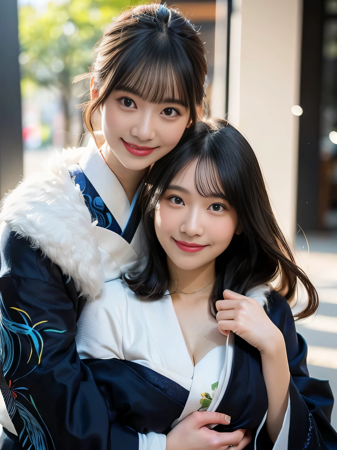 (((best image quality、highest resolution、masterpiece、8k)))、(((Detailed Faces)))(((cute face)))(((Baby Face)))(((Young contour)))((( Lovely facial features)))、((( Blizzard 10 )))(((model body type)))((( Perfect pose line)))、(((Big Breasts 2.0)))(((large cleavage by lapis lazuli 2.5)))、(((long straight hair)))((dynamic posing3.0)))(((Random Posing Shot2.0)))、(((Luxurious and Beautiful Long Sleeve Kimono 5.0)))(((Blue Crystal Embellished Textured Furikon Kimono)))、(((Crystal Textured Blue Furusoe Kimono3.0)))(((Blue Diamond Furusoe Kimono3.0)))(((Blue Thunder Kimono3.0)))((( Sapphire Blue 5.0)))((( Gucci advertisement 5.0)))(((Blue Diamond Furikon Kimono5.0)))、(((Crystal Edges Kimono)))(((Lesbian Couple Shot Hug5.0)))(((Dynamic Back Hug Shot5.0)))(((Lesbian Couple Back Hug Shot5.0)))