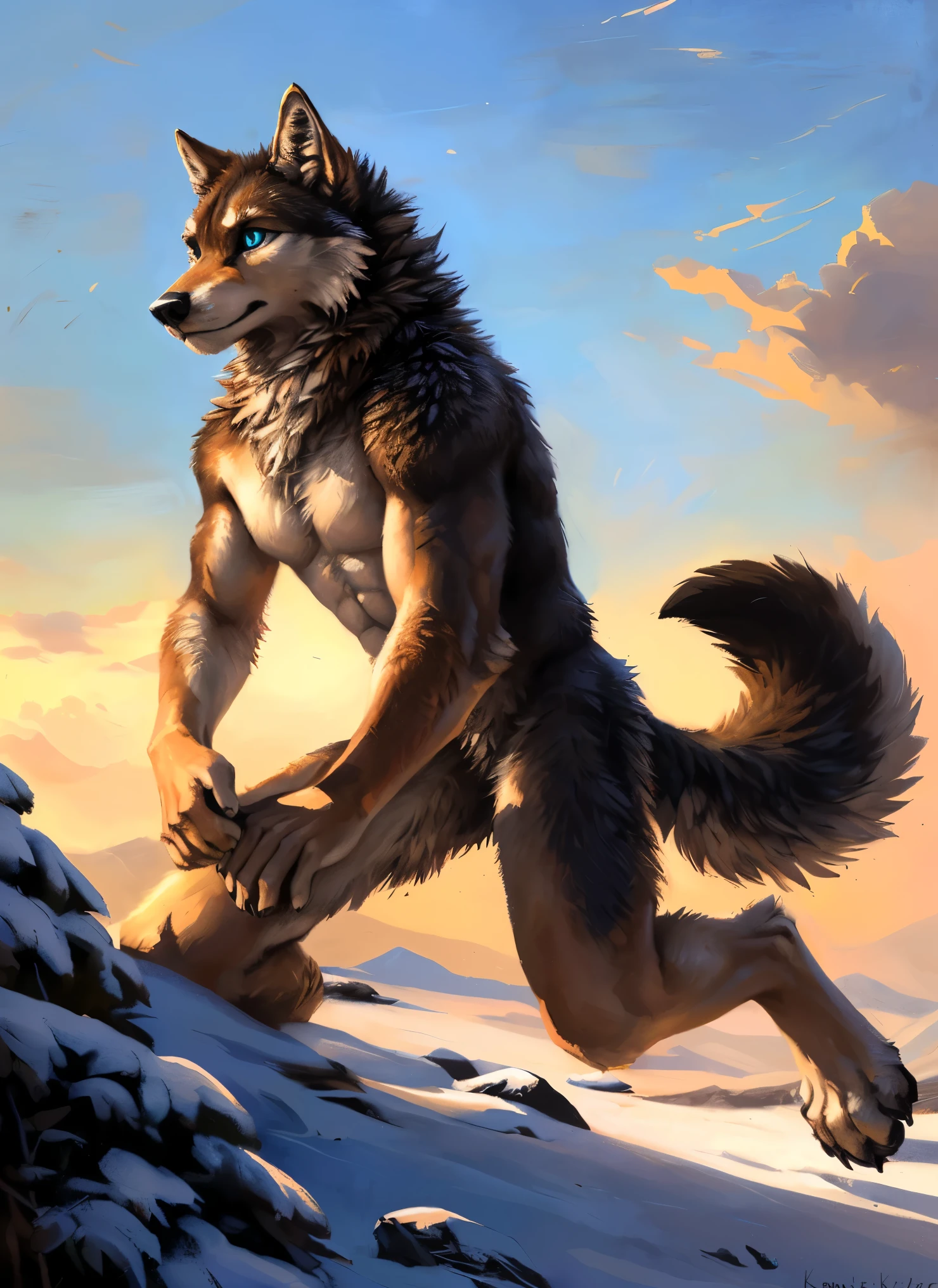 (cinematic, score_8_up,:1.5), dslr, nude gray wolf, long brown hair, masculine, ((detailed fur)), (detailed eyes:1.5), large eyes, blue eyes, a close up of a person jumping in the air, dynamic pose realistic, dynamic perspective pose, dynamic pose perspective, dynamic action pose, character is flying, dramatic floating pose, male floating, fullbody, dynamic action pose, jump pose, perfect dynamic pose, heroic jumping pose, dramatic magic floating pose, full body with dynamic pose, dynamic pose