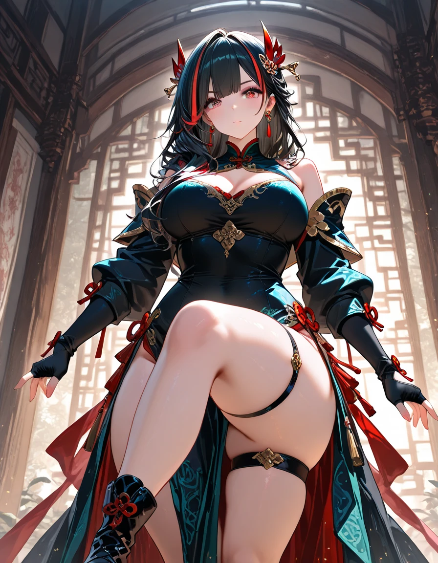 <lora:CrotchRopeShibariUnderClothesV1:1.2>, (skirt lift:1.53), (crotch rope, shibari under clothes:1),, erotic face, masterpiece, high quality, high detailed eyes, high contrast, 1girl, (cute:1.45), glow, skindetention, (huge breast:1.2), cleavage,
(emotionless:1.1), sadistic smile, light red lips, (sc_nyx), (hair between eyes:1.5), (black legwear), indoors, pussy juice,
glistening skin, thick thighs, wide hip, slim waist, parted lips,
(jewelry:1.3), (highly detailed;1.3),(red diamond necklace:1.3), (red diamond earrings:1.2),(red diamond navel piercing:1.1), (bridal gauntlets:1.2), (bridal veil:1.2),(frills:1.2), frilled (dress:1.3), (bridal garter:1.3), Ultra-detail, (highres:1.1), best quality, (masterpiece:1.3), cinematic lighting,
(AGGA_ST002, bright pupils,)(masterpiece, perfect face, perfect eyes, detailed eyes), standing seductively,
<lora:agmStyle_a1:0.9>, <lora:HerrscherAGGA2023_WeatherMix_V2:0.5>,
<lora:sc_nyx-10:0.7>, ,