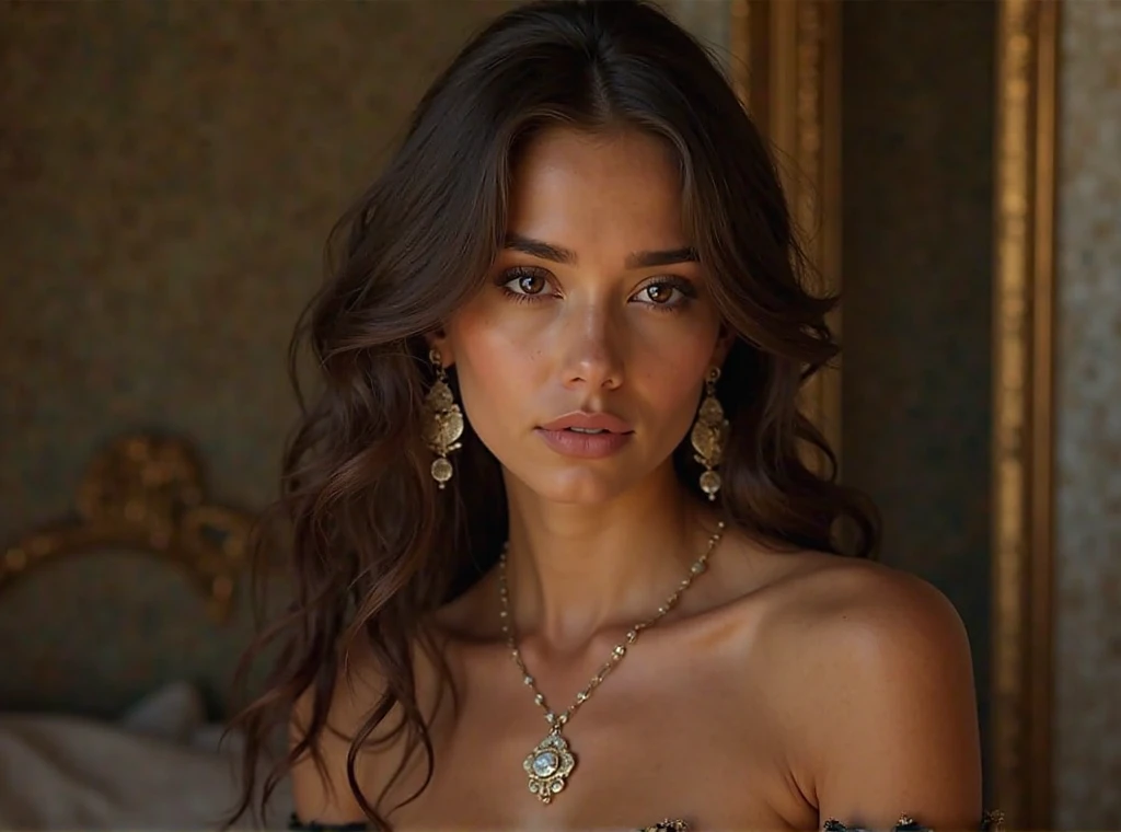 (masterpiece, Best Quality, Photorealistic, hight resolution, Photography, :1.3), close-up shot, Sharp Focus, 1 European Girl, ((medium hair slicked to the side, extremely detailed)), (full focus:1.3), ((perfect proportions))), ((anatomically correct)), (big full breasts:1.3), (beautiful face: 1.33), perfect legs, hotmodel, Midriff, Highly detailed eyes and pupils, Realistic skin, Slim body shape, cleavage, very detail hair, Delicate sexy face, Organoleptic gas, shiny lips, ((For fashionable clothes)), ,The background is a town, ((Realistic, Super realistic, Realism, realistic detail))