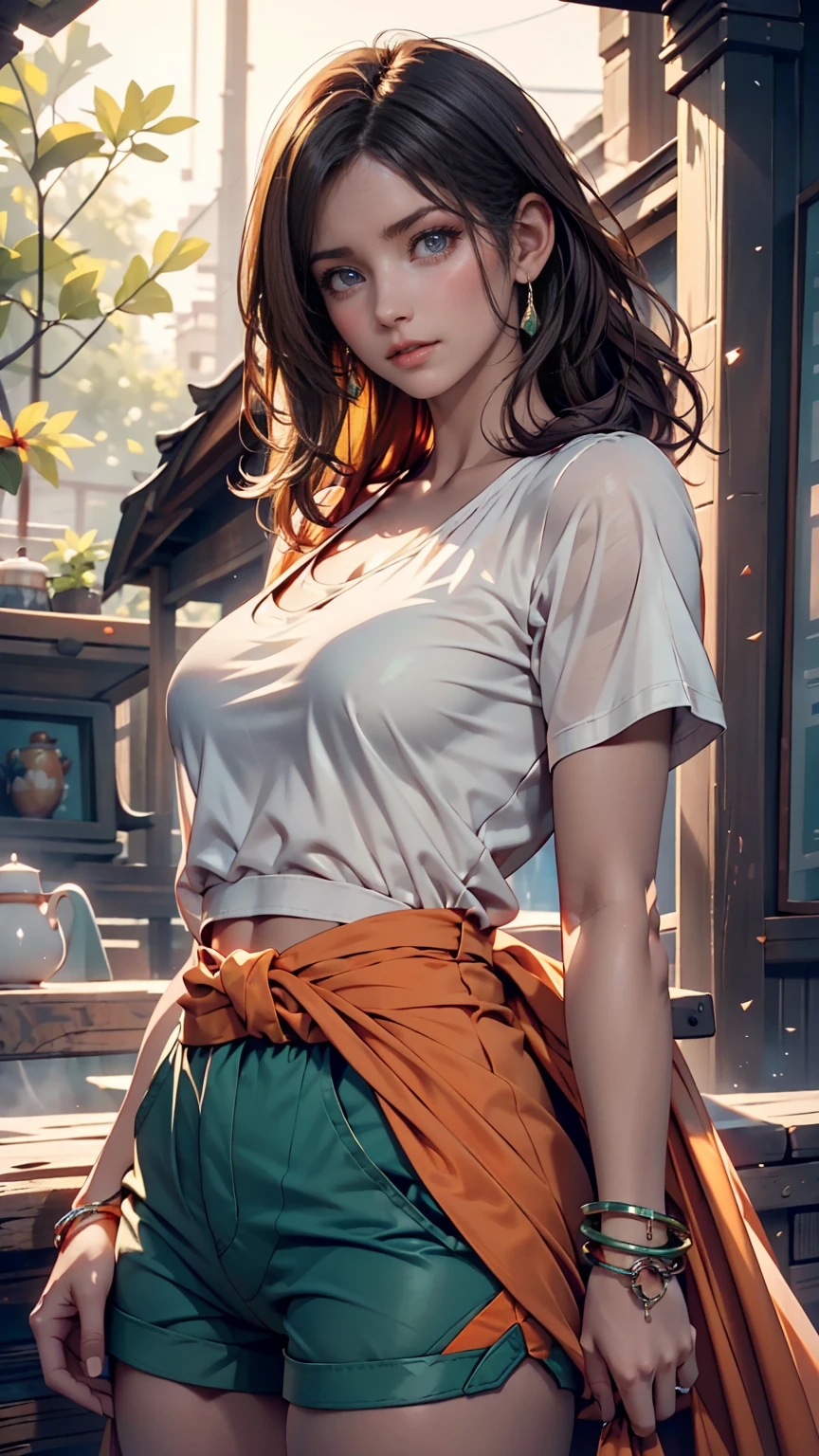 (masterpiece, highest quality, ultra high res, ultra detailed:1.3), 1 cute girl, ideal ratio body proportions, (dark-skinned Asian girl), gyaru, (yellow baggy tank top, green mini skirt:1.2), (showing off panties, white panties, lifting the skirt by self:1.4), cameltoe, shy look, (tank top covered nipples:1.3), in cute room, (dark skin, tanned skin:1.4),