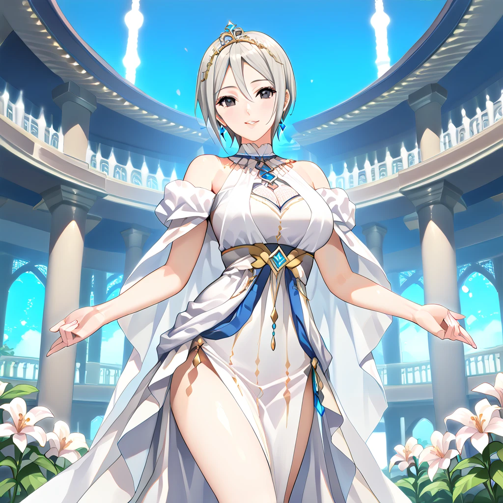 anime, masterpiece, cute, high quality, detailed key anime art, highly detailed, elegant, sharp focus, beautiful background, cleavage, ((best quality)), ((masterpiece)), (detailed), (solo:1.4), perfect body