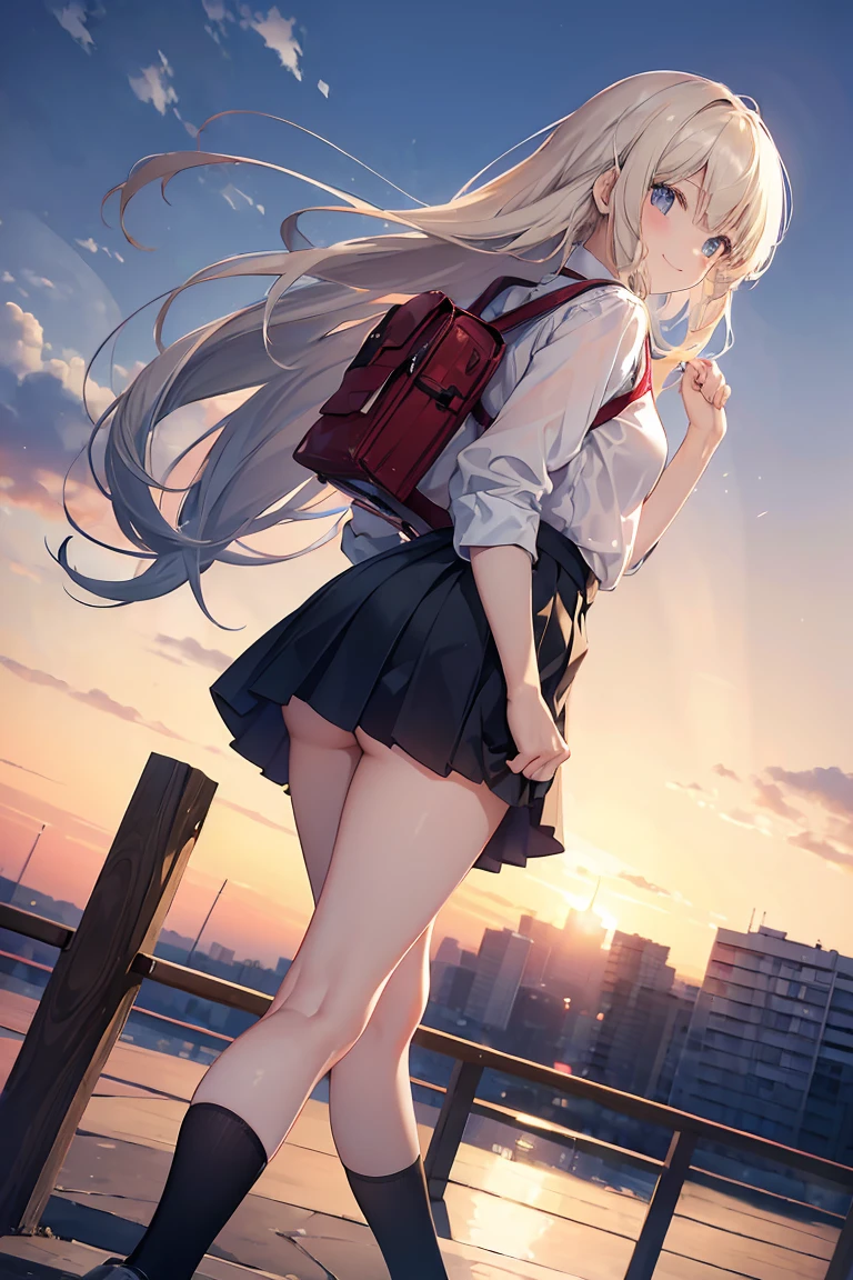 (work of art:1.2, maximum quality), (realisitic, photorealisitic:1.4), beautiful illustration, (natural side lighting, film lighting), ,
(gazing at viewer), 1 girl, Japanese, high school girl, face perfect, beautiful face e simétrico, shining skin, ,
(long hair:1.2, half hairstyle:1.4, hair blonde), rhombus stripe, gold eyes, droopy eyes, long eye whip, (breasts big:0.6), ((naked legs)),
cute hair, beautiful face, beautiful detailed eyes, beautiful collarbone, Body cute, nice chest, beautiful thighs, Nice legs,
((white collar shirts, grey pleated skirt, blackstockings, red plaid tie), panties pink),
(beautiful scenery), day time, school roof, (facing the front), (Impatient expression, blush cheeks, embarrassed expression), (((skirt puller, Windlift))),