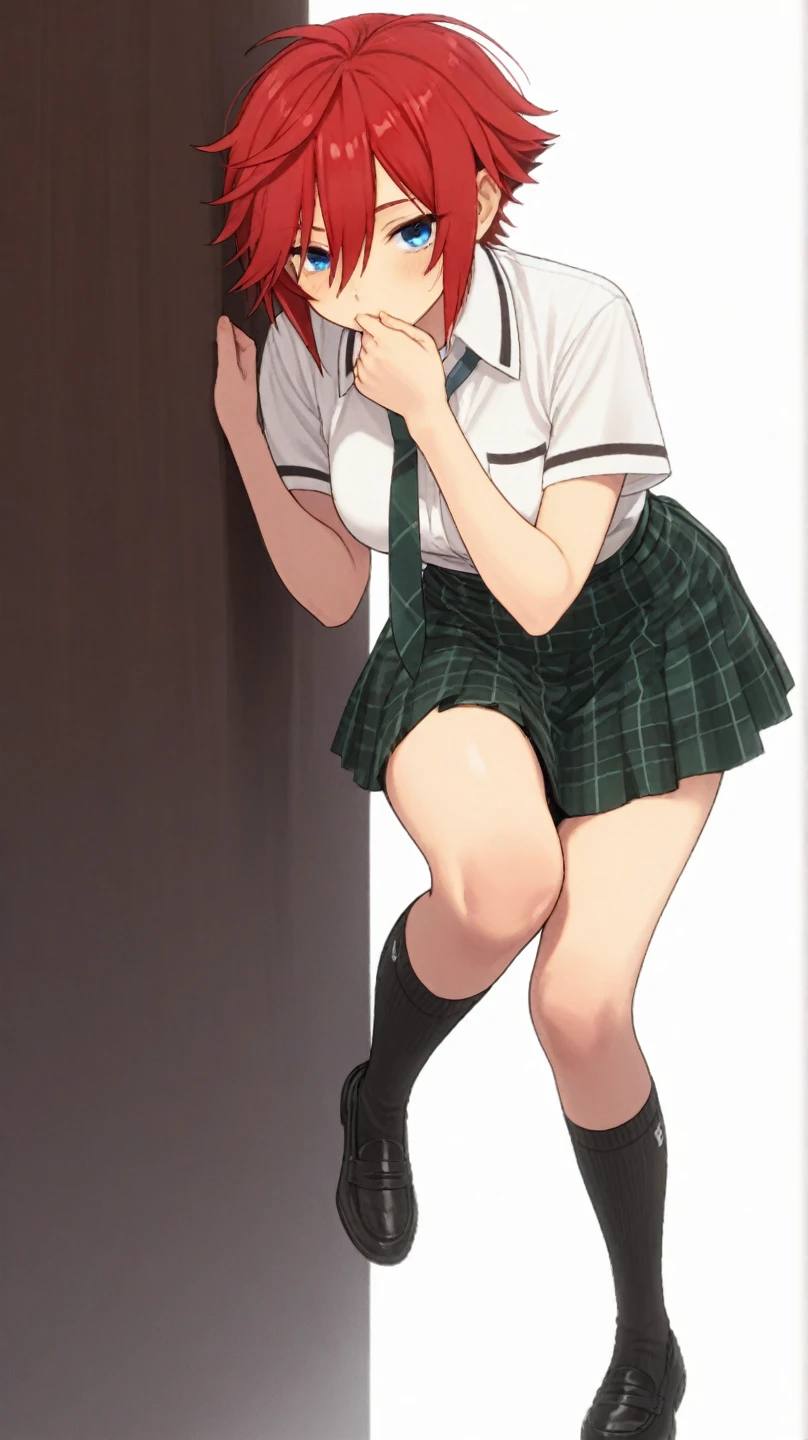 masterpiece, best quality, masterpiece,
1girl, solo, portrait, from behind, saotome mary, (brown hair), white shirt, medium breasts, (double breast:1.3),
