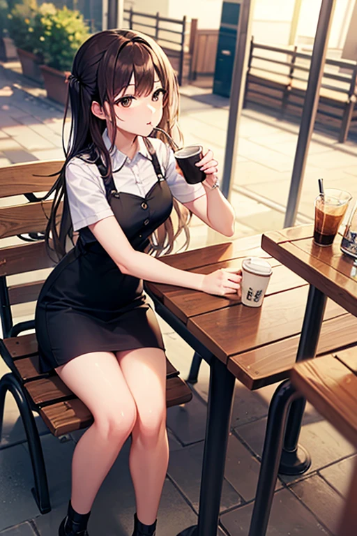 1 girl,cafe,Sitting,