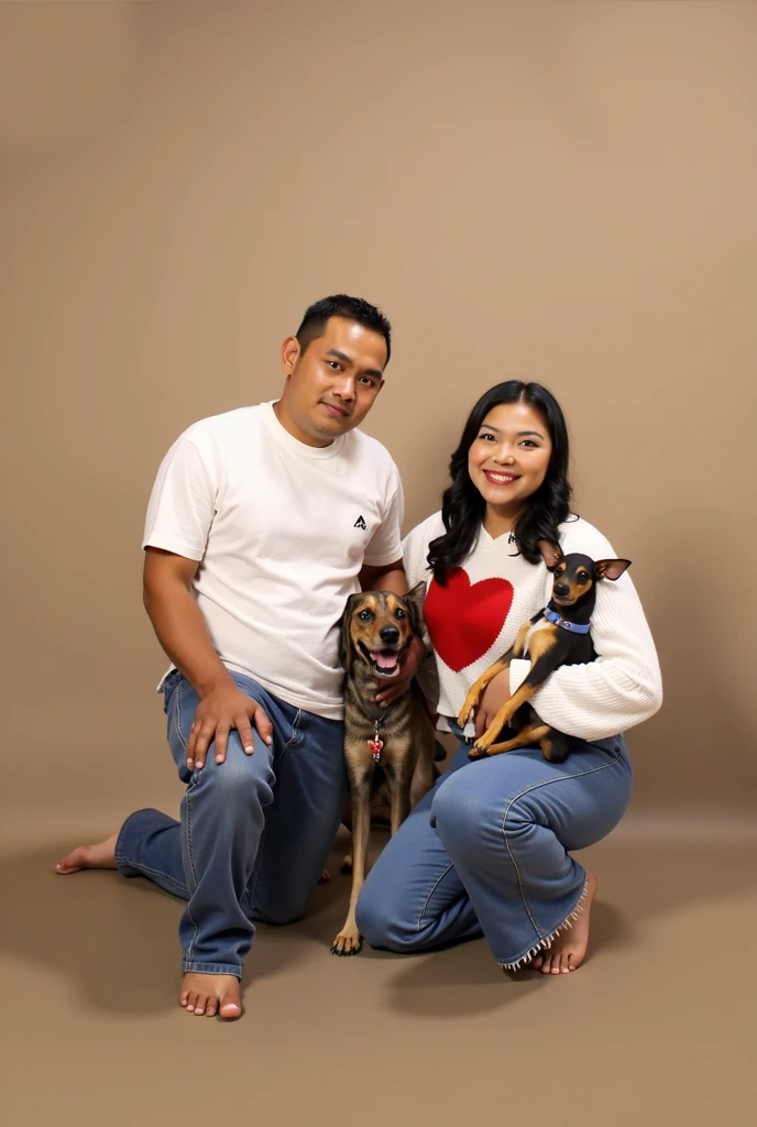 latin family with a pet dog the realistic picture