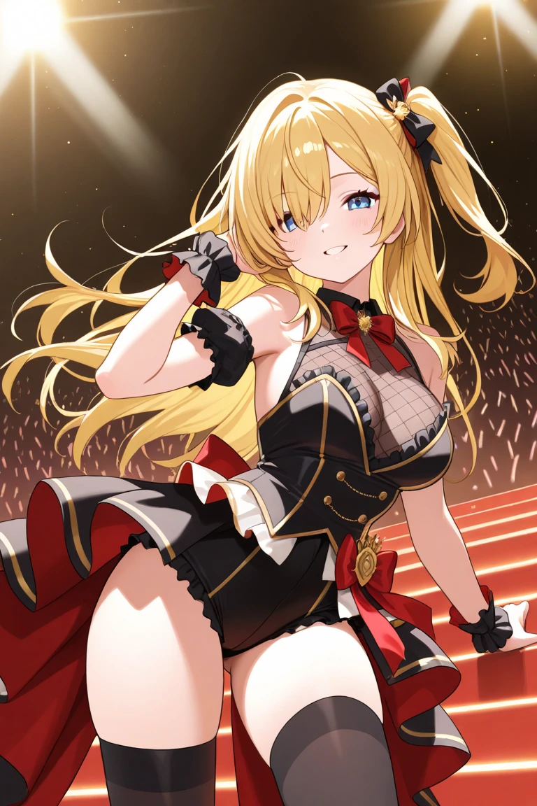 ((Marl、Horse ear headband、fake horse ears)）、（inside in room、lightly dressed、Valley、full body Esbian、Beautiful legs)、（Ikki Tosen、Sanzebov、Light hair color、Raise your arms to show your armpits）、1girl in、​master piece、japanaese girl、absurderes、hight resolution、ultra-detailliert、depth of fields、​masterpiece、extremely details CG、3D Photography、3D background、Unity、8K、Hi-Res、top-quality、shadowy、foco nítido、pale-skinned、A detailed eye、blurry backround、dynamic ungle、Exaggeration of gloss、best super feat、a closed mouth、Look at viewers、cute smile face、Red cheeks、Portrait of a beautiful woman based on a painting by Yuji Shiozaki、superclear