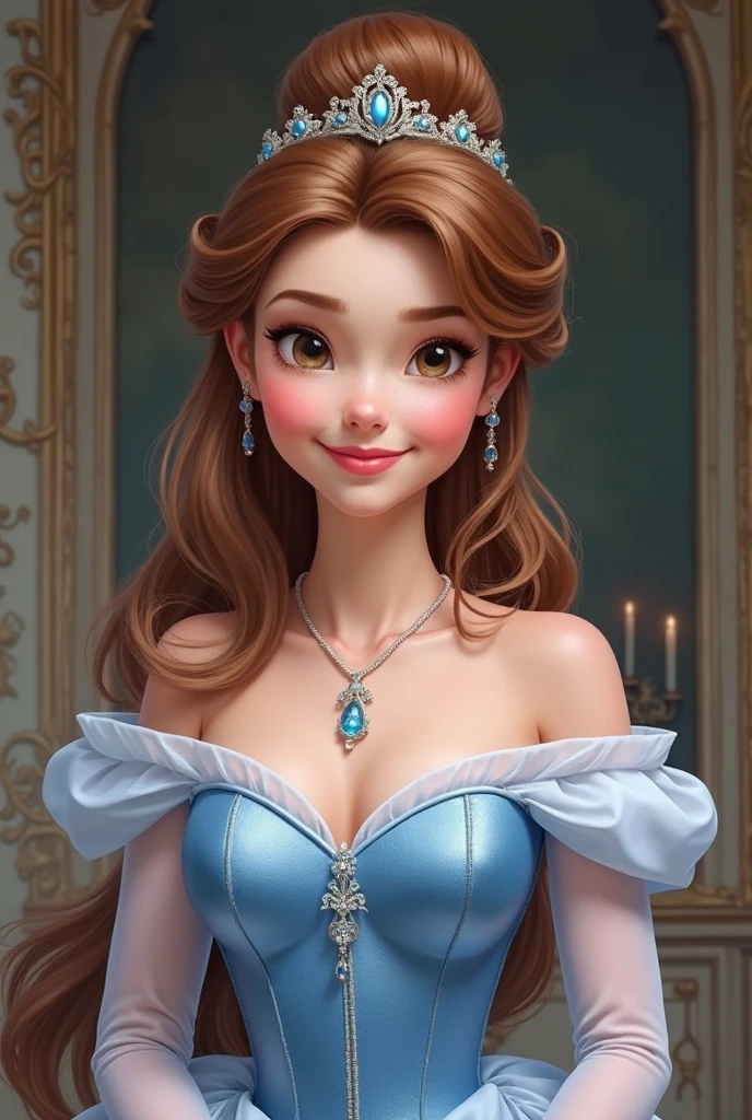 a cartoon drawing of a woman wearing a tiable and a dress, disney art style, princess portrait, disney concept art, disney artstyle, disney character style, smiling as a queen of fairies, beautiful female princess, art in the style of disney, disney character, portrait of megara, beautiful princess, disney art, portrait painting of a princess, disney concept artists