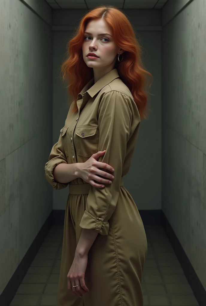 nurse costume ,  sidewalk , evening  <lora:Susan_Sarandon:1> masterpiece, best quality, detailed face, solo, a woman, mature s1873s, red hair, long_hair, looking_at_viewer