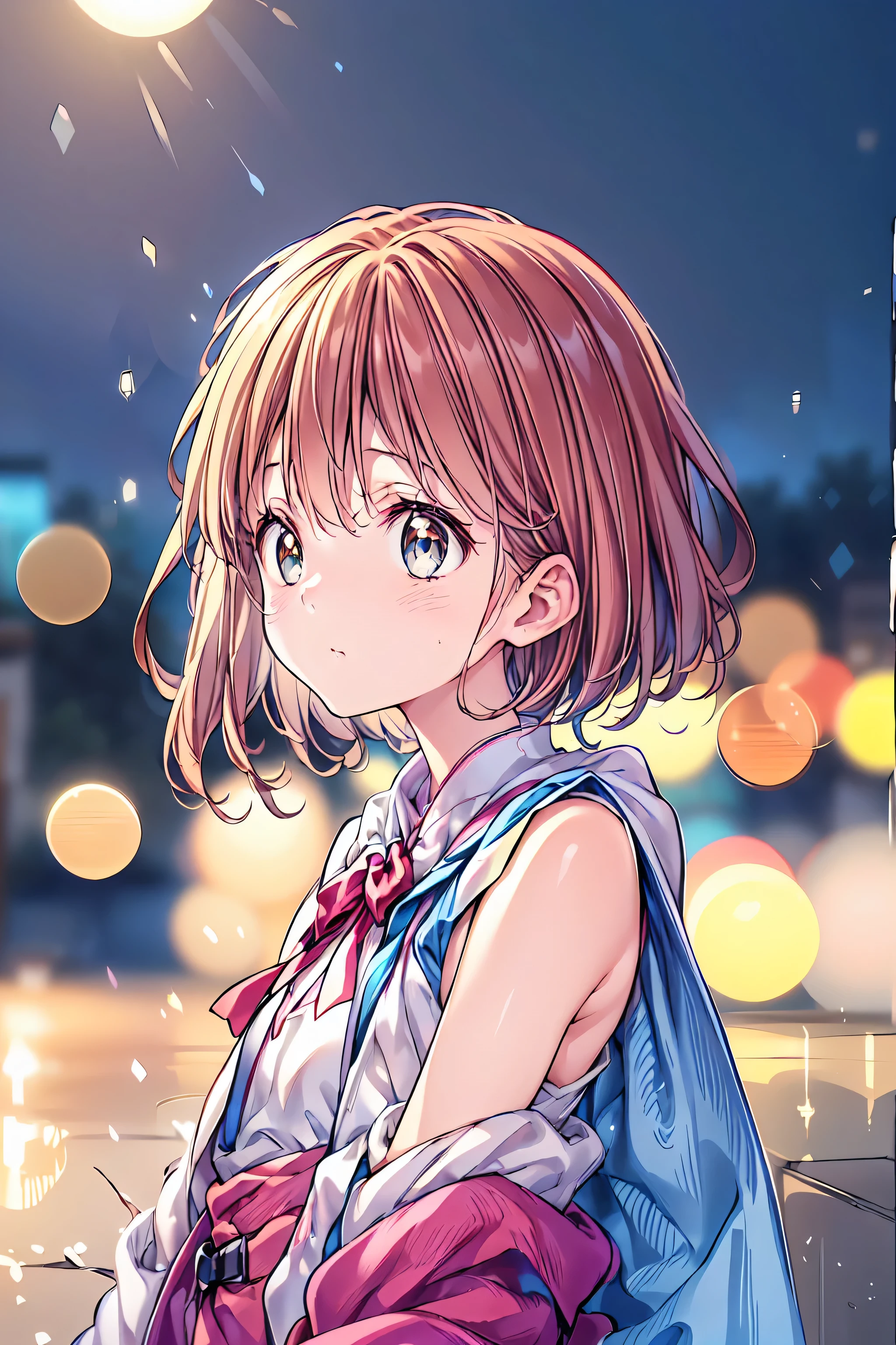 high-definition raw-colored pictures, professional shooting, (((((Bokeh))))), written border depth, captured with a sony α7 IV,Winter clothes、red coat、Bare legs、( top quality ,masterpiece:1.3, is extremely fine ),( Very Well Detailed, Caustics,8k),( realistic :1.4,RAW shooting),18 years old, Japanese , cute, カメラを見て笑faceで ,( face :1.2),( faceクローズアップ :1.2),(Low position:1.3),( low angle:1.4), brown hair, Shortcut , slender beauty , messy hair,cityscape of Shumigaoka, brown hair, Shortcut , disheveled hair on the eyes , short braided hair, Neat , Slender beautiful woman, correct posture,small breasts in Mbini, Beautiful Legs, enchanting gray-blue eyes that shine like stars,dull eyes, bright color, beautiful eyes,繊細な笑face,textured skin, top qualityを誇る , A Parody of a Gentle and Beautiful Woman , anime style、
