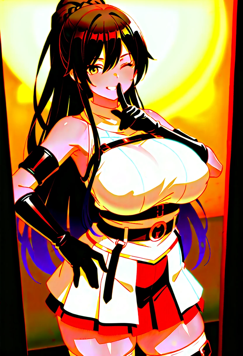 1 woman, akeno himejima, long black hair, ponytail, ((detailed eyes:1.2)), wearing translucent miko outfit, sexy, sensual, sleeveless, sideboob, underboob, masterpiece, top quality, best quality, official art, beautiful and aesthetic:1.2), extreme detailed, colorful, highest detailed