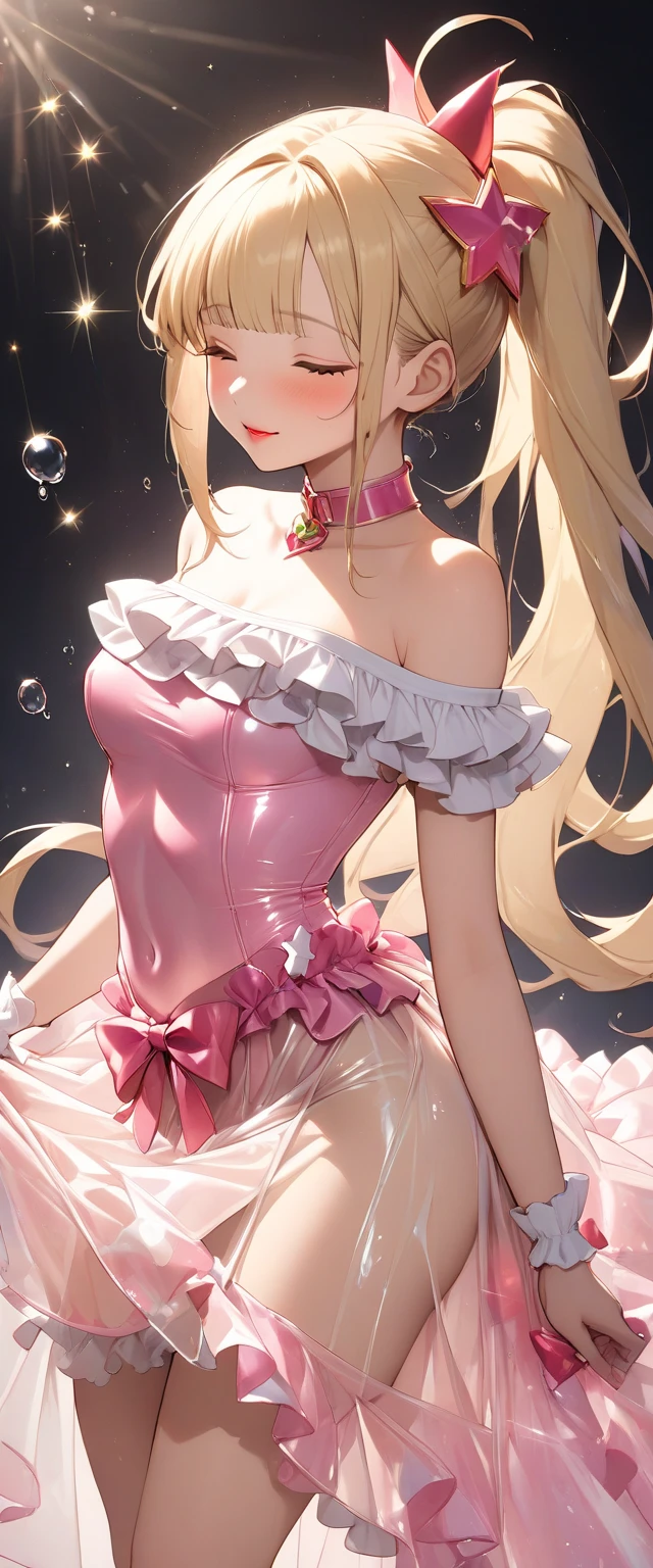nsfw:1.1, high resolution:1.7, incredibly absurdres, kawaii:1, cute:1.5, hires.fix,anime visual:1,incredibly fine illustration,8k,masterpiece:1.2,best quality, high quality, exquisite, beautiful,insanely detailed, intricate detailed, extremely detailed, Super Definition,ultra high res, Super Resolution, best aesthetic, ultra detailed:1.5,best quality, perfect face, detailed face,illustration:1.2, 8k cg wallpaper,stunning art,absurdres,octane render,ultra hires, 
1 ,solo,naked body, no panties, red gauntlet, knee_boots,Japanese Actress,(Idol),15yo,Beautiful,(Cute and lovely),cute girl,((extremely cute and beautiful blonde hair)),((((ponytail)))),(((green_eyes:1.3))),intricate eyes,beautiful detailed eyes,symmetrical eyes,big eyes:1.5,enchanting bright eyes studded with gold and silver dust,(((pinky and glowing_skin,shiny body))),(((upward breasts))),waist slender,(detailed body,(detailed face)),daring,zettai ryouiki,show skin,best relationship with four fingers and one thumb,Very Fine Face and Eyes,Very Fine Hair,(Perfect Anatomy),((girl trembling with sexual climax)),Garter Belt,Bare shoulders,Check out our thru-rack chokers and midi rings with chains,  standing, sword, night sky, (she is restrained by tentacles),(she is being fucked by tentacles)