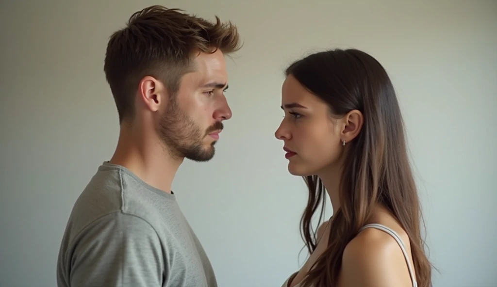 a man and a woman looking at each other with their mouths open and showing their tongues, image ultra realistic