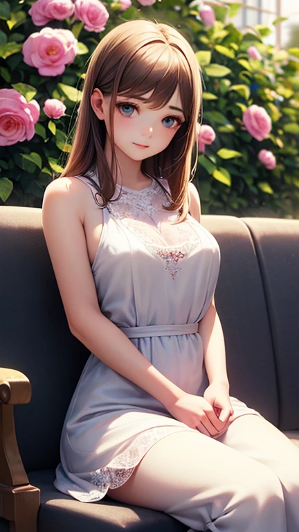 (masterpiece, highest quality, high resolution, Ultra fine, insanely detailed, 8K, High resolution:1.5),(nsfw,panties are visible,Panmoro,man streak,legs open,M-shaped spread legs,sitting:1.1),1 girl,Beautiful girl 1.5,cute,beautiful eyes,big breasts,Sakura in spring, (Bento box on the side,drink on the side ,sweets:1.5),picnic,Early 20s,light brown hair,smile,university student,Casual spring clothes,white floral dress,garden,afternoon,Up from the front,cherry blossoms in the background,anime style,view audience,cowboy shot