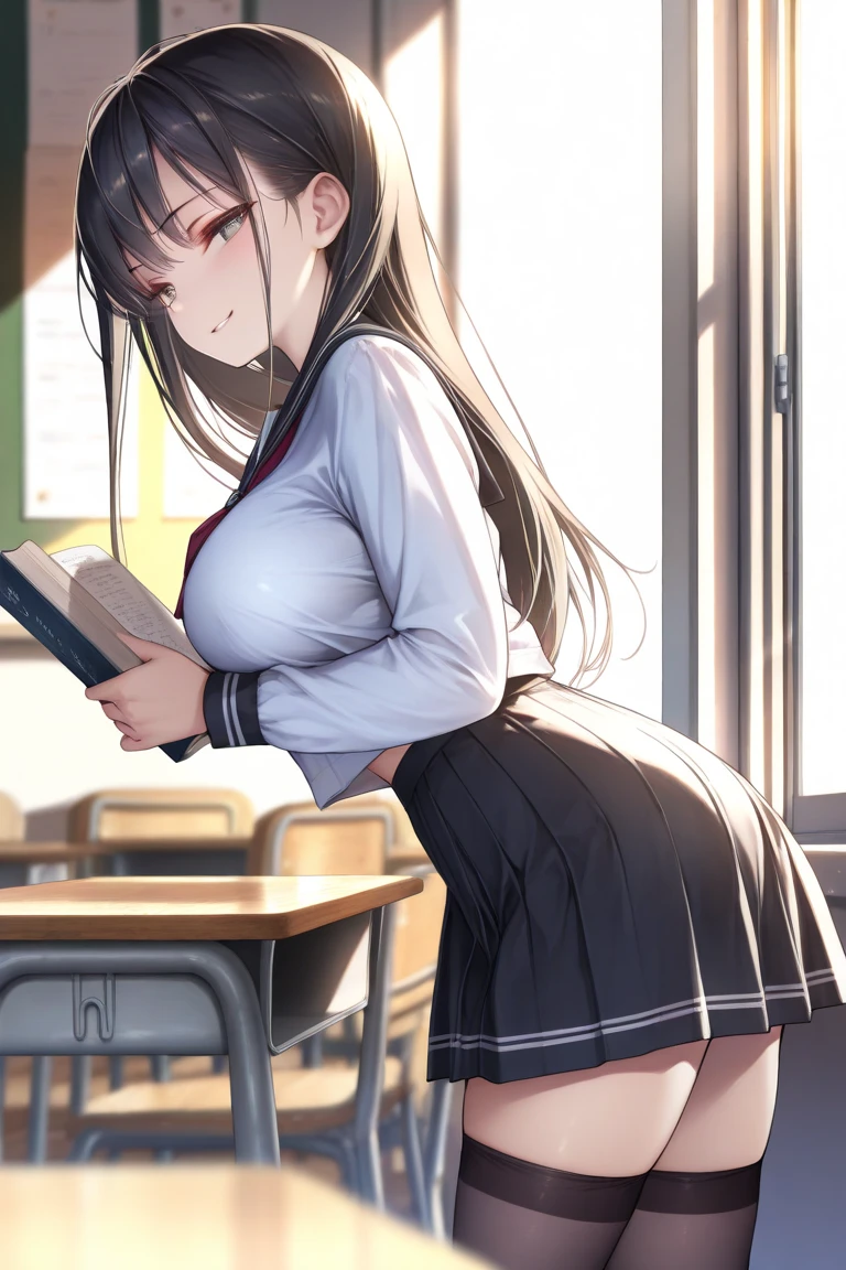 look back, 最high quality, High resolution, very detailed, detailed background, perfect lighting, indoor, 1 girl, small, looking at the viewer, , Maid clothes, adorable smile, high quality, 8K, ((big breasts)), nipple,carrying a pink school bag backpack, (Randoseru Backpack:1.0), nsfw, spread legs, legs up, hold own thighs, (spread pussy:1.2)