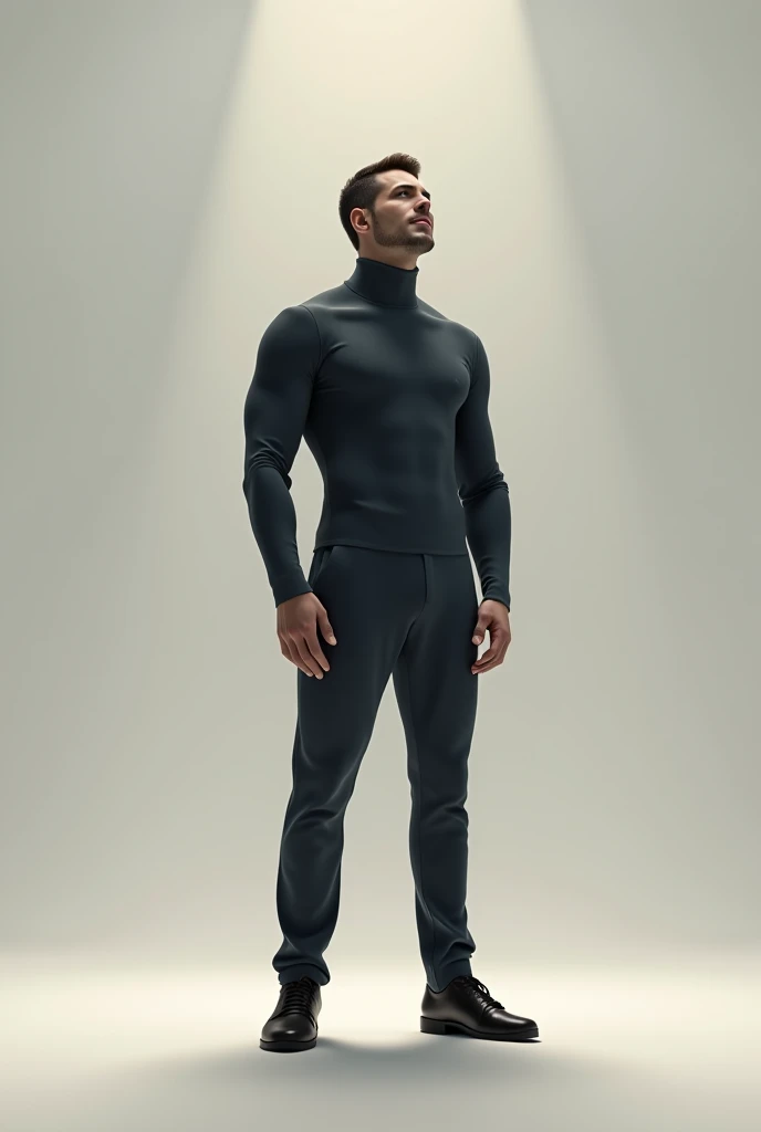 Anime character, wearing gray pants, wearing flip-flops, wearing gloves, quite muscular, tight t-shirt