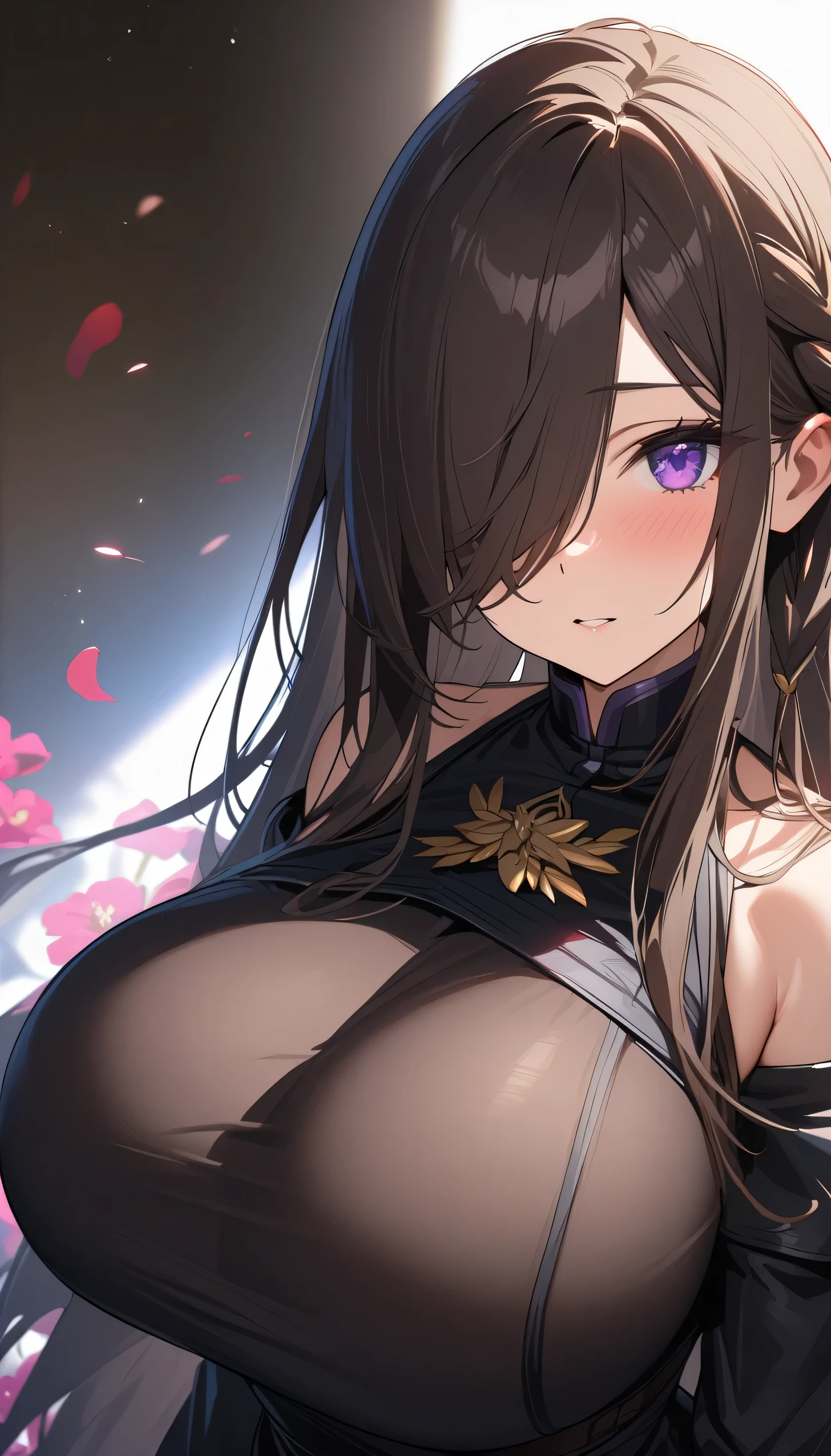 ((8K resolution))、((highest quality))、((masterpiece))、((Super detailed))((((dramatic))), (anatomically correct)、Depth of object being written、look at the camera、one person、one personのJK、front、black hair、long twin drill、stir up、gold earrings、purple eyes、half closed eyes / Bad mood 、Scorpion tattoo、(theme、whole body:1.1), gold and purple dress、scorpion scissors、Scorpion tail、white background