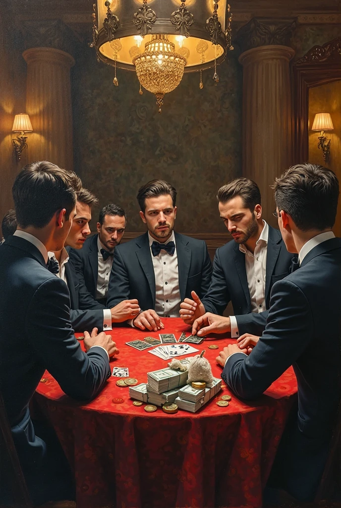 I want to create an image where poker is being played and on the cover it says: