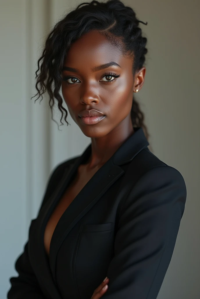 Black woman face in suit