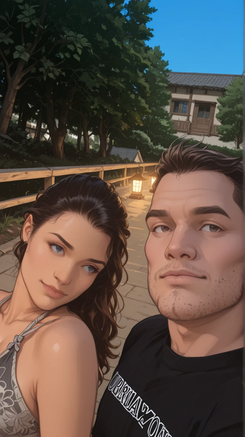 8k quality, man and woman posing for photo, woman dark hair, man light brown hair