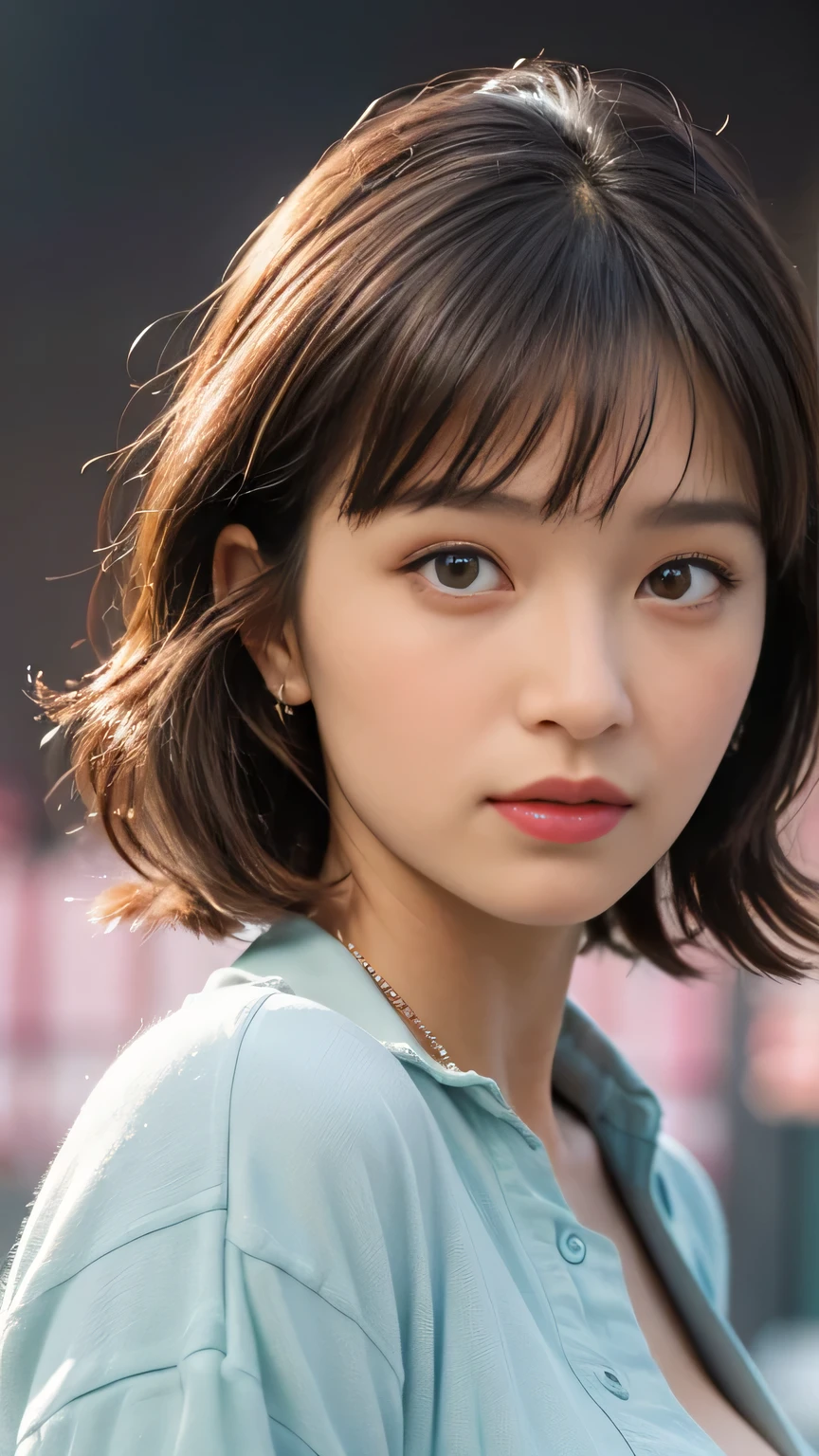 highest quality、８K、masterpiece、(Face image:1.2), (Super detailed image quaLightingy), (8k, Complex), Particles of light, Lighting, Close-up of face, Very angry、so sad、tears、(Gasp)、(Embarrassing)、(Scared)、(Very detailed:1.2), Focus on the chest, (Detailed face:1,5), alone、Black Hair、Floating Hair、Small breasts, White blouse、like々A funny expression、darkroom、Front light、Backlight