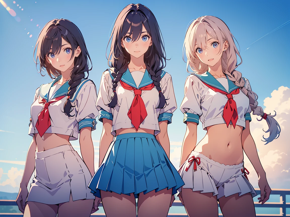 nswf:1.3,(masterpiece: 1.2, highest quality, masterpiece, Clearer images), (Bright colors), ((Take clear photos even from a distance)), (multiple girls), (Harem), (School classmates), (((All school uniforms have the same design))), (((Everyone is wearing the same navy blue skirt))), (()), ((prostitution婦)), (prostitution宿, on the bed), (cute Japanese((6 girls))), (((infant'face))), ((group shot)), (group selfie), ((ass visible through thighs))、 (Full body diagram from head to toe), front, frontやや下からの構図, symmetry, 18 year old tall girl, alone, (whole body from head to toe),wide angle, soft light, ((((laugh with your mouth wide open)))), (slightly larger breasts), ((prostitution)), (lure), ((viewers love it)), (((A lot of hearts are flying))), Landscape、、((((open legs:1.5)))、((female masturbation:1.8))、((breast grab:1.3)),(((bra lift:1.4)))、(((show bra:1.5)))、(skirt lift:1.3) 、one eye closed、stick out one's crotch、((youth))、((((Knee-length white loose socks))))