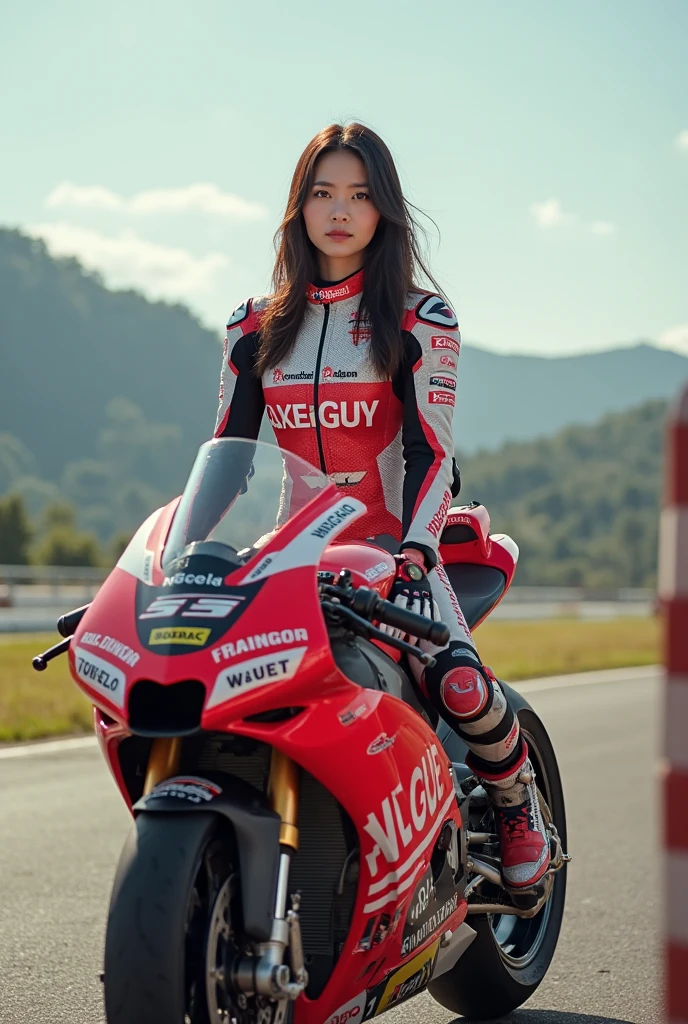 Asian Female Model,Slim,Good shape,Motorcycle racer