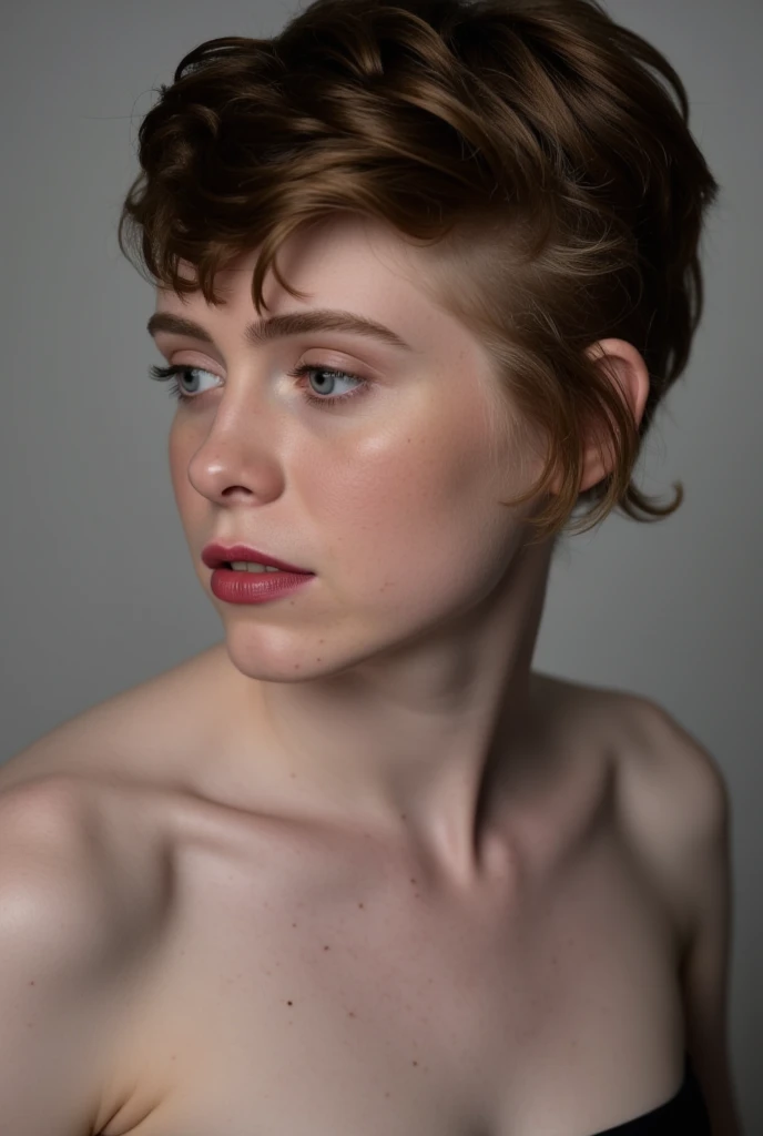 Sophia Lillis on a cloudy day and naked with a smile