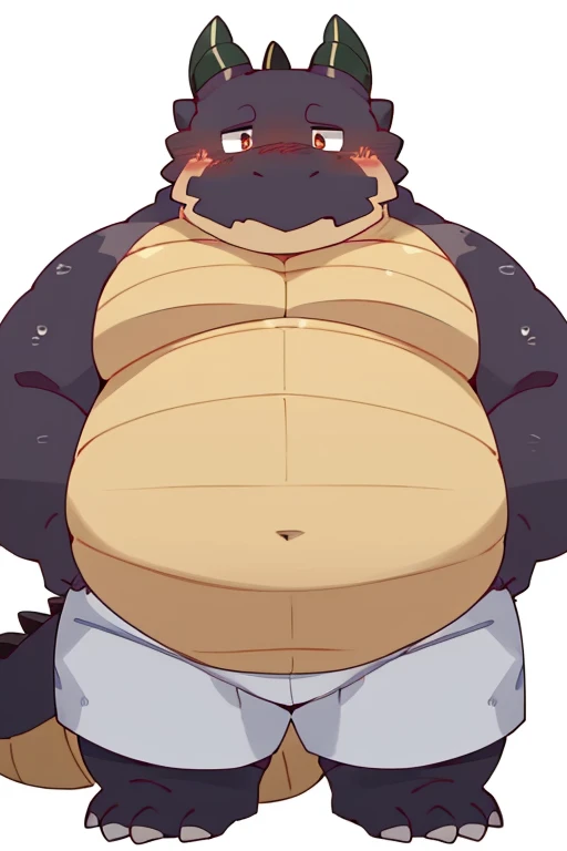 Herbivore dragon, male, adult, anthro, scalie, furry, plump body, chubby body, fetish belly,golden eyes,yaoi,doujin,Kansai kemoket,Stand, perfect body, shy,sexy,charming,Ref sheet, blank white background, by quanjiang, by chunie,by astrodae