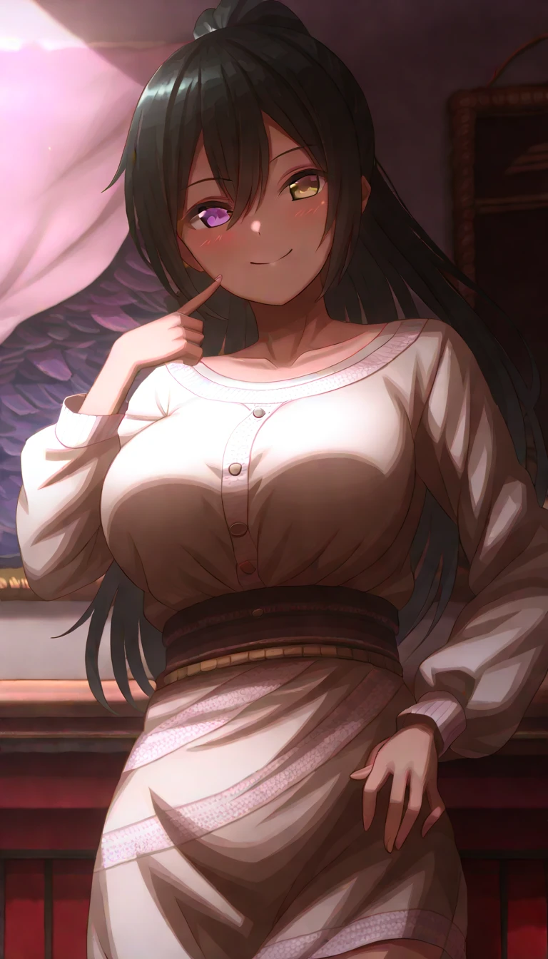 (tmasterpiece,best qualtiy:1.2),,huge tit,Pale greenish purple pajamas,Sit Pose,opening legs,