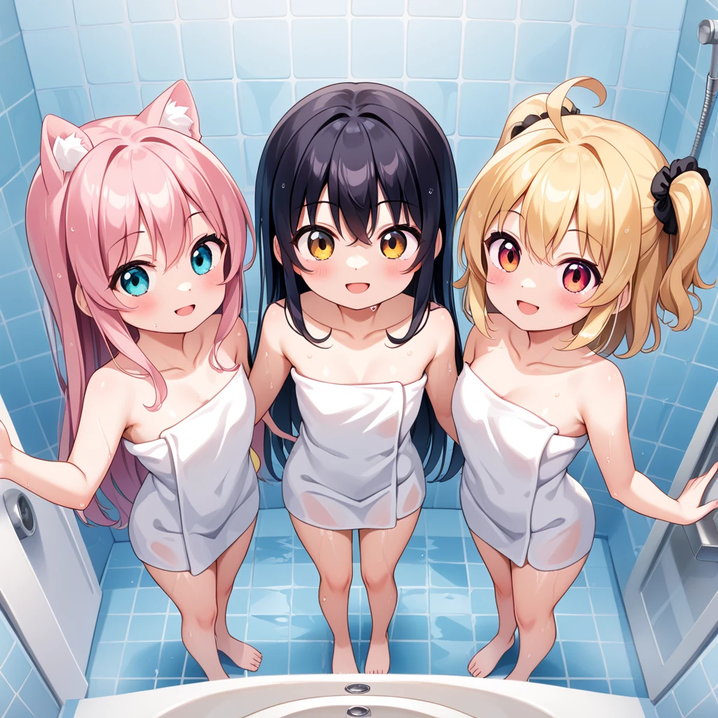 (Top quality illustrations:1.5), (Full color illustrations:1.9), (cute女4人:1.5), (:1.4)、(Bathroom)、(Four Women、Alongside), Lined up in parallel、Sit on a small chair、Commemorative photo、Childish、cute、Gal、((A little small))、Slightly narrow waist、Super delicate eyes、Super sensitive tongue、Thighs、(((((nude)))))、(((Dark brown nipples)))、(((Areola of black color)))、Facing the viewer、Viewer's penis、Viewer's penisを口で咥える、(Love your audience)、(Everyone has a different hair color)、(Black Hair、Blue Hair、Orange Hair、Brown Hair、Pink hair、Red hair、Blonde)、(short hair、Mid-length hair、Semi-long hair)、(Everyone has a different hairstyle)、(Straight Hair、Wavy Hair、Curly Hair、Bobcut、Twin tails)、(Good balance between face and body:1.7)、(Good balance of girl placement:1.9)、Saliva、(A sticky flows from the mouth:1.4)