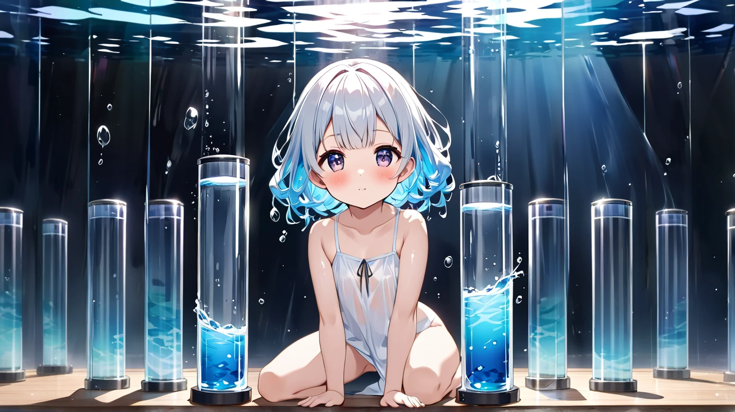 Slime Girl,light blue,composition,cute,Masterpiece,light blueのスライム,Transparent,Natural Light,Super detailed,Ultra HD,clear,Completed blue,liquid,Masterpiece,An illustration,Fine details.