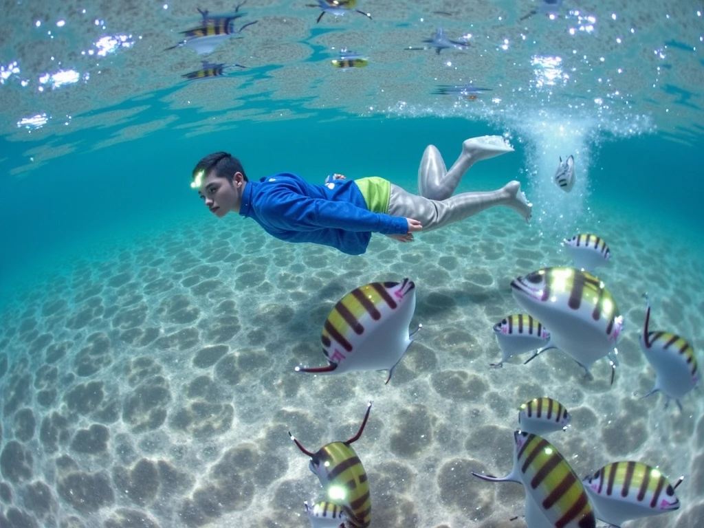 Korean with  
, with a diver that shows his weight and with a 
