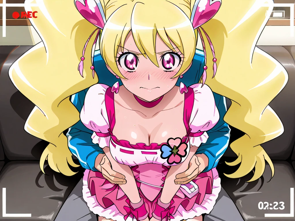 ((highest quality)), ((masterpiece)), (be familiar with), perfect face,nsfw,((show nipples)),(show your butt),((cry)),((insult)),((raped)),((sad expression)),((shy)),whole body,spread legs,big breasts,yellow hair
