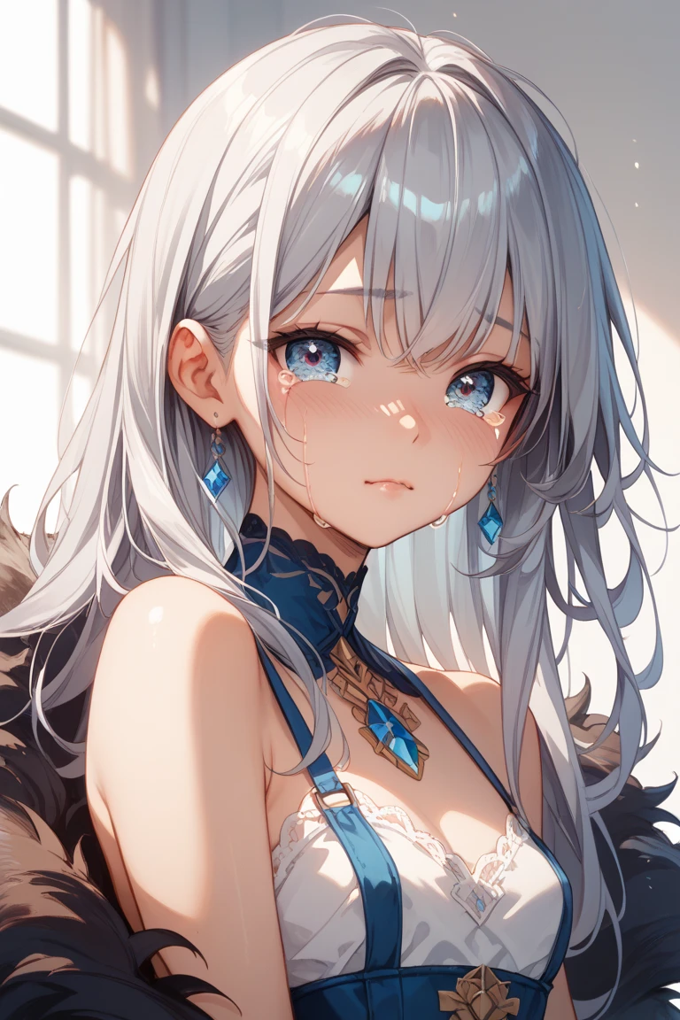 chestの谷間,sexy anime girl, One girl, Earrings, chest, goggles on head, Underboob, Close one eye, goggles, alone, smile, blue eyes, Long Hair, sweater, belly button Earrings, Viewer, belly button, Mole, Gray Hair, Long sleeve, turtleneck sweater, turtleneck, sweater lift, Blue Claws, Grin, black sweater, tattoo, Upper Body