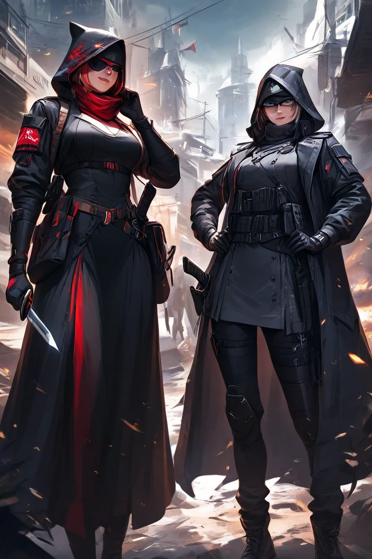 beautiful girl, cyberpunk, Assassin's Creed style, on the roof of a building, beautiful city, night, rainy weather