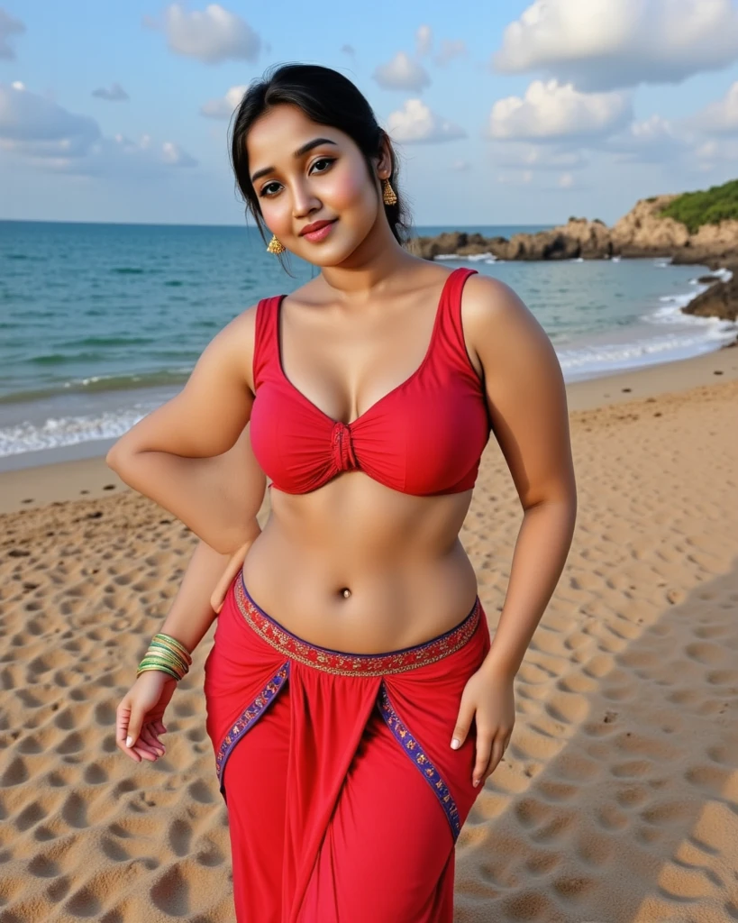 Tamil girl strapless bikini long thick braid hair to the leg only staples bikini