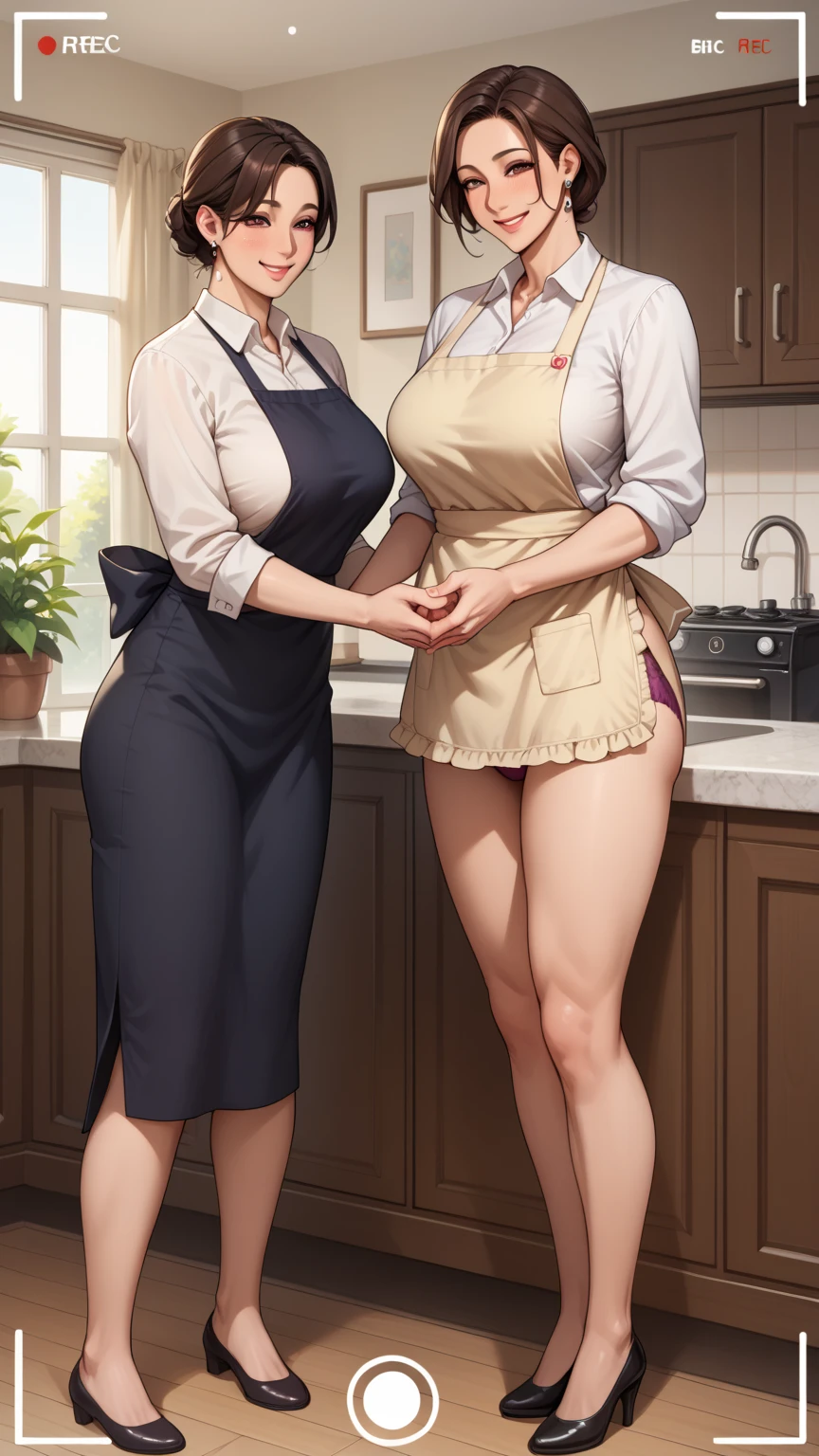 Big Breasts Mom,kitchens,aprons,fat hips,facing away