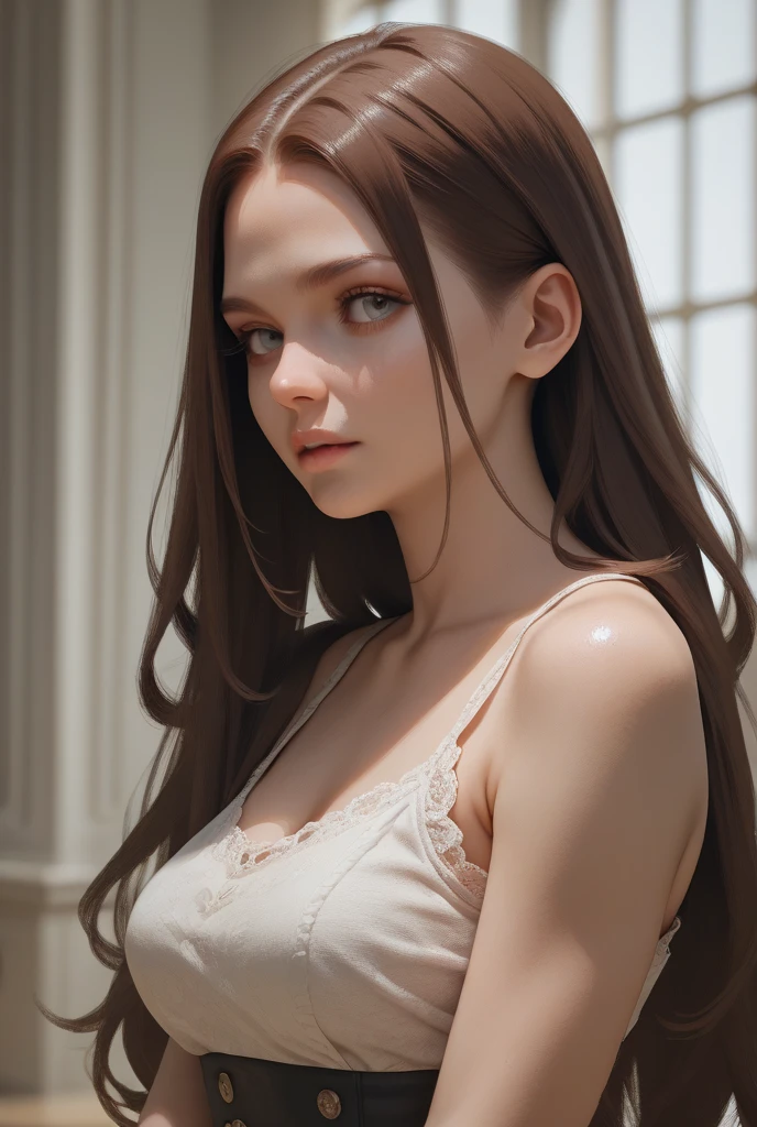 Full face portrait photo of 23 year old European girl、Wheat muscle、RAW、Beautuful Women、Half-open lips、Dimples、A wistful look、(Extra long wavy brown hair)、((A detailed face))、(detailed facial features))、(Fine skin)、pale-skinned、(Very detailed sexy futuristic cyberpunk dress with deep neckline made of circuit board、Megacity Cyberpunk Environment、neon light、highrise buildings)、(Upper body naked)、 ((at the gym))、and soft natural lighting、wetted skin、Cyberpunk Megacity Environment、(cool color)、moist、Reflectors、(masterpiece)(Perfect aspect ratio)、(photos realistic)、(top-quality)、(detaileds)photographed in a Canon EOS R5、50mm lens、F / 2.8、HDR、(8k)(wall-paper)(电影灯光)(Dramatic lighting)(foco nítido)(with an intricate)、RAW Photography、RAW Photography、Gigachad Photos、Pose for the camera、Black jeans、behind arms、 8K UHD, Digital SLR, hightquality, film grains, FujifilmXT3, ighly detailed, Photorealsitic, realisitic, Incredibly ridiculous, ighly detailed, foco nítido, (Professional Studio Lighting), (professional colorgraded), edgelighting, Dramatic Lighting, cinematlic lighting, lumen reflections, Soft Natural Lighting, soft colours, photon maping, Radio City, (beautidful eyes), (A detailed eye), (A detailed face), symmetrical eye, sharp eye, cold face, full bodyesbian), (high level of detail),(wetty、Oil lubrication)、(athletic body)、(perspired)、big breasts thin waist、large full breasts、(Sperm in the breast)、High detail skin、Uncharacteristic textures、ultra-detailliert、realistic skin textures、highleg、top-quality、超A high resolution、(Photorealsitic:1.4)hight resolution、detaileds、Raw foto、Sharp Re、Lee Jeffries Nikon D850 Film Stock Photo