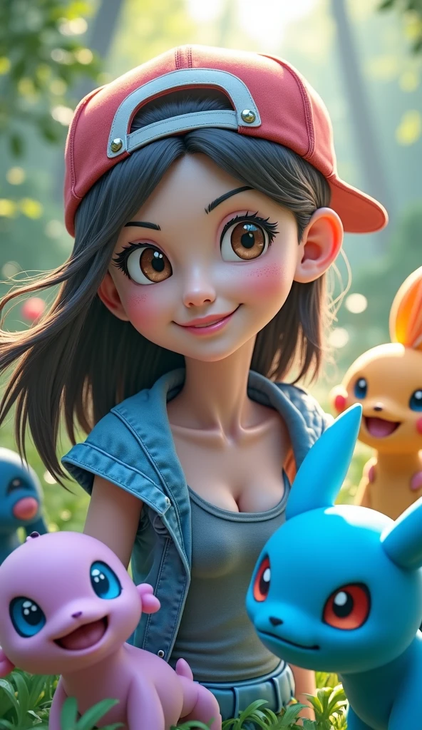 "Ketchum cinza, Smiling Pokémon, exibindo punho."