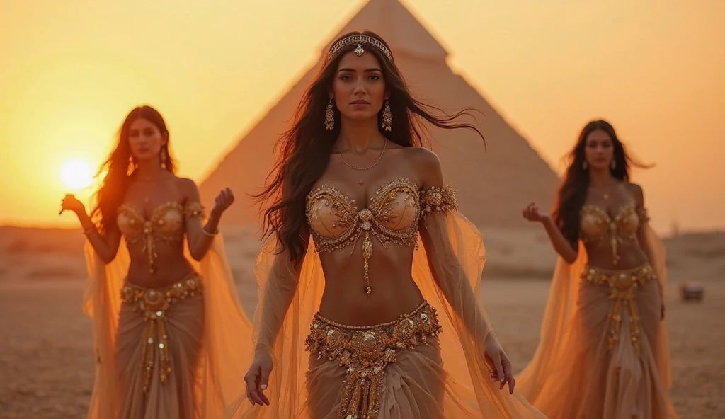 8k, top quality, finish: 1.2), (realistic, photo-realistic: 1.37), highly detailed, (1000 girls), This realistic image shows a large group of sexy egypt women, wearing bikinis and black hijabs, walking in the middle of a Egyptian pyramids . The women in the image are white and appear to have different ages and slim body shapes. The atmosphere of this picture looks like a parade or a special event involving many female participants. , breasts, beautiful eye details, (bikini: 1.1), ((sexy)), curvy body, (full body), standing, sexy,