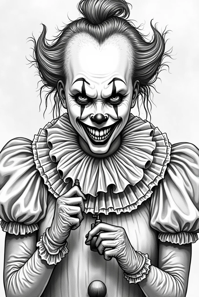 coloring page of a creepy clown