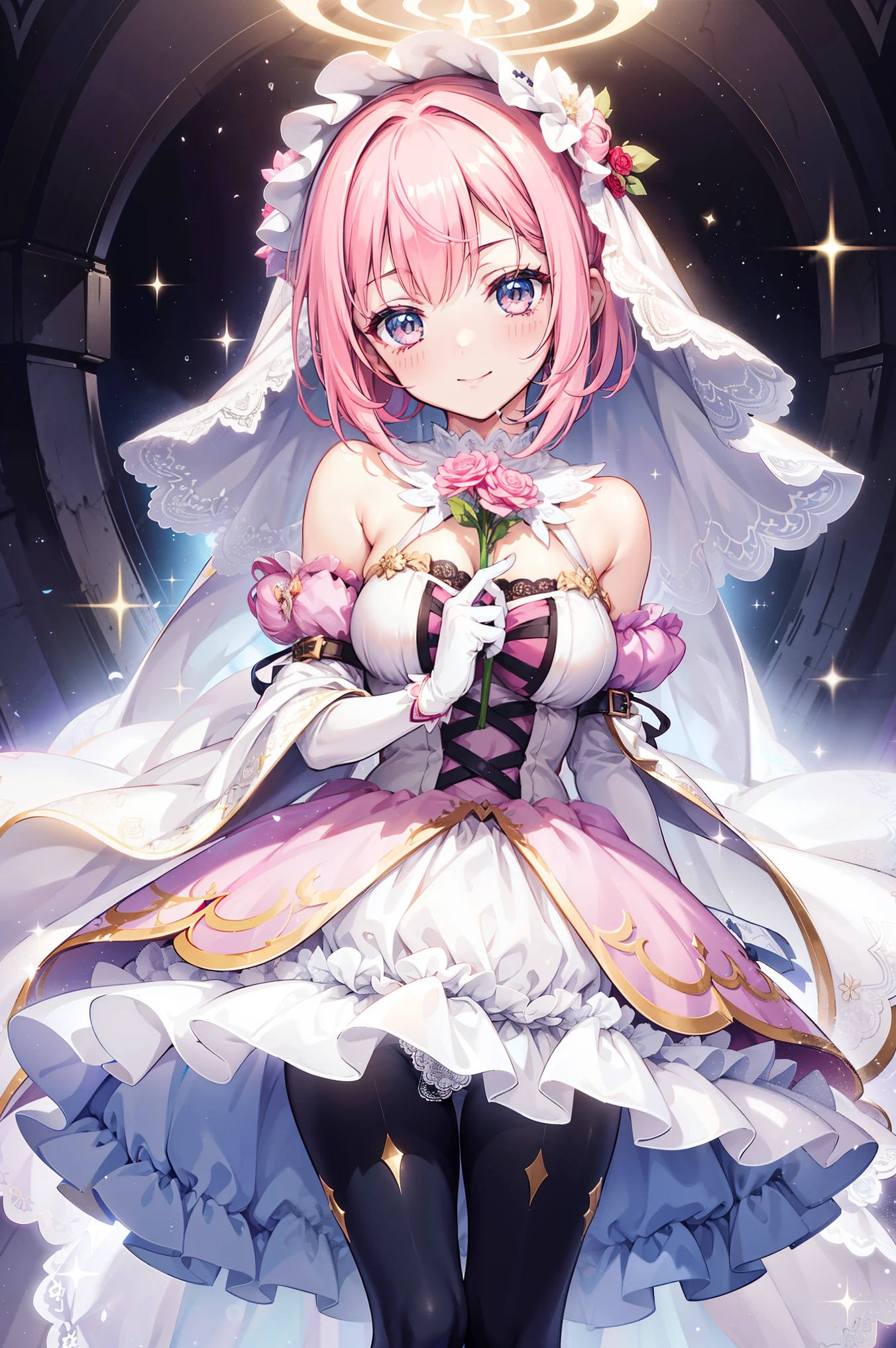 ((ultra detail game CG)), ((ultra detail background)), ((ultra detail satin clothes)), ((ultra detail clothes)), ((best quality)), ((masterpiece)), ((ultra detail satin shading)), ((14 years old)), ((pink magical girl)), (pink satin dress, white satin pleated skirt, white satin short cloak), (pink short hair, short bob pink hair, pink eyes), ((white satin long gloves, white satin knee socks, pink garter belt)), ((night sky, galaxy)), (clear oil coating pink satin dress, clear oil coating white satin pleated skirt, clear oil coating white satin long gloves, clear oil coating white satin knee socks, clear oil coating white satin short cloak), solo, oily clothes, (blushed, ashamed, sweating, ecstasy, tired, orgasm), ((close eyes)), mouth open