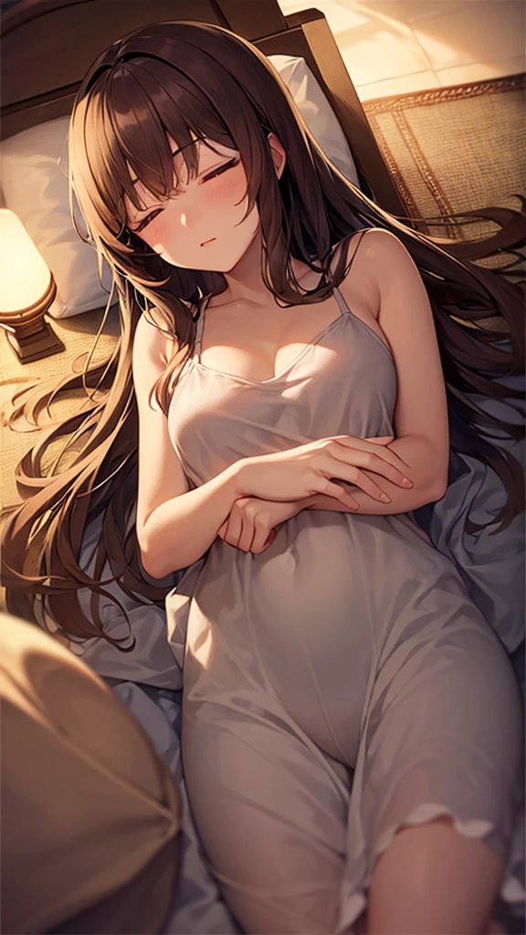 (masterpiece), best quality, very aesthetic, newest, absurdres, detailed, high quality
BREAK
highest quality, top quality, details, highres, ultra fine painting, digital art, official art, splash art, cinematic, 4k, 8k resolution, 8K CG wallpaper, original artwork, detailed background, High Dynamic Range, lens flare, blurry background, Starburst effects, crepuscular rays, good ISO, high resolution, wide shot, from far away, POV, sharp focus, light reflection, reflections, intricate details, soft light, particle noise, professional photography, bokeh, depth of field, studio lighting, vibrant colors, detailed lights and shadows, stylish, ultra-detailed, top rated on Pixiv, trending on Artstation, niji style, master crafted, pose
BREAK
solo, from above, 1girl, pale skin, correct fingers, detailed hand, (big toned breasts:1.2), big thighs, small torso, short body, flushtered, blush, anxious expression, embarassed, embarassed act, casual, slim, ((cute, childlike face):1.3), nice body, nice hips, brown hair, (very long flowing hair, 2 buns hairstyle), long bangs, long hair, middle hair bangs, brown eyes
BREAK
(off-shoulder baggy t-shirt, bottomless, a girl resting down in a bed on her back, spreading legs, hand shyly covering private area, (sensually vulnerable and inviting pose, full body), sensitive graphics)
BREAK
(Bedroom, bed, pillows)