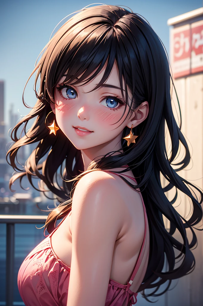 ((highest quality)), ((masterpiece)), (detailed), (Character Focus、breast focus), (One Girl: 1.5)、4k、((Symmetrical facial features)), Anime 2D Rendering, Realistic young anime woman,
Perfect Face, (Anime eyes:1.2、Beautiful fine details、Shining Eyes), Beautiful body, Beautiful thighs, Beautiful feet, (Beautiful white skin:1.5)、Perfect round butt、 Slightly larger breasts、20-year-old、
Blonde、(Curly Up Hair)、dark red eyeiko costume:1.4)、
Captivating smile、turn around、