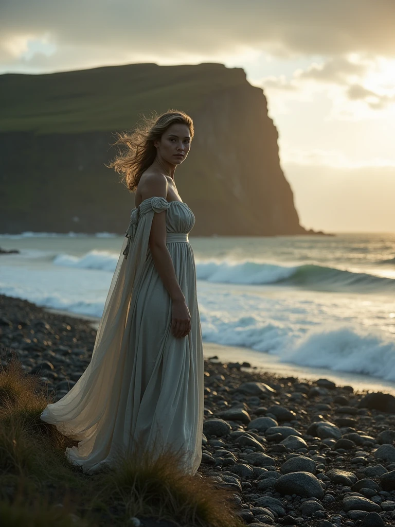 Realistic Aphrodite portrait in a magical landscape, photo, poster, cinematic, portrait photography