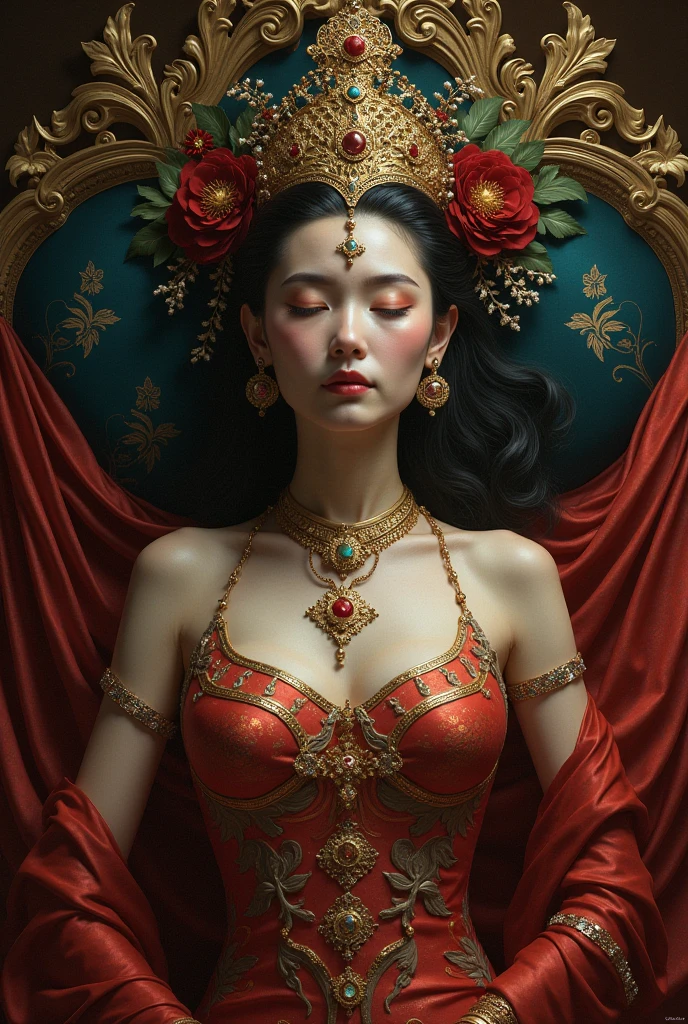 score_9, score_8, score_7_up, 1girl, magnificent body, oriental princess in her palace Padishah, solo, she is beautiful and very hot, she caresses herself, grand setting