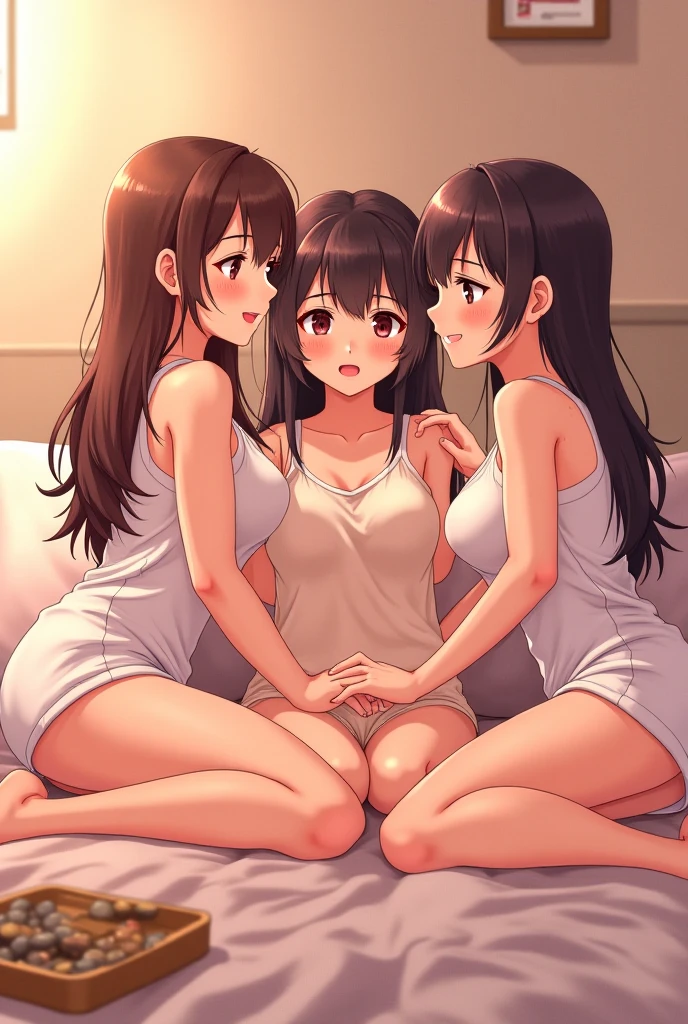 Lesbian,Sisters、Older sister and younger sister、Age difference、sexual behavior、Do naughty things、doggy style、Sex、Touching each other、sit、In close contact、Adult women、anime、エロanime、変態anime、naked、bed、blush、Black Hair、Brown Hair、smile、steam