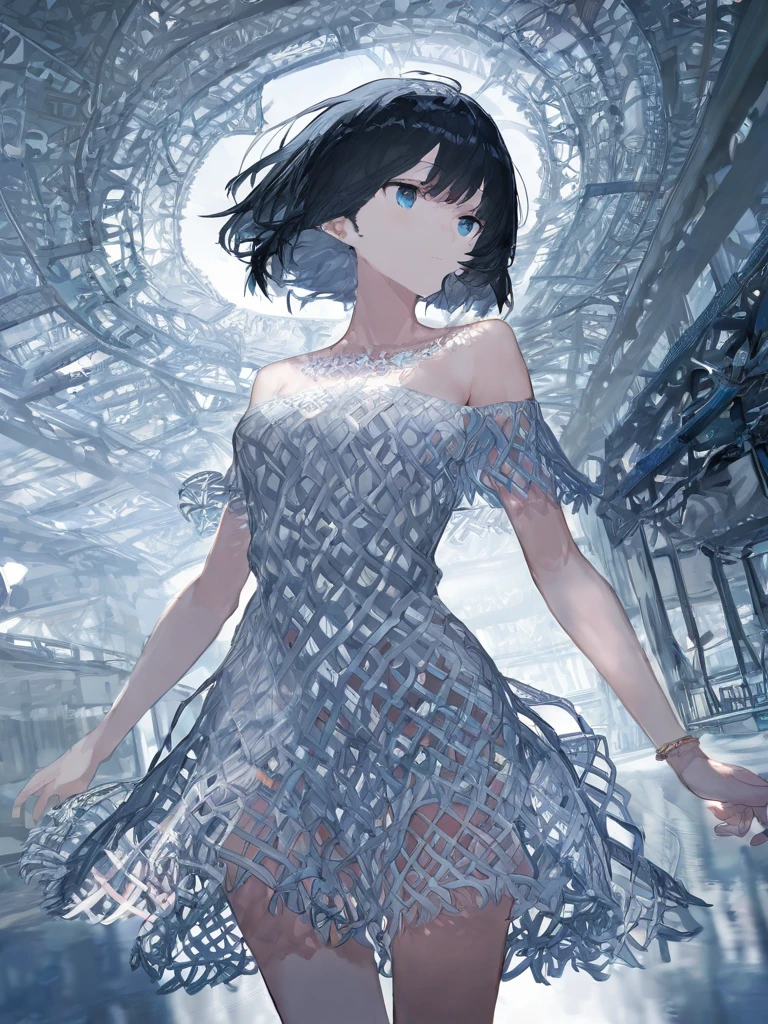 (masterpiece, Highest quality:1.2), One girl, high quality,girl,slender,Ocean,from side,((((Glassでできた水着)))),((Glass)),(((Transparency))),Light